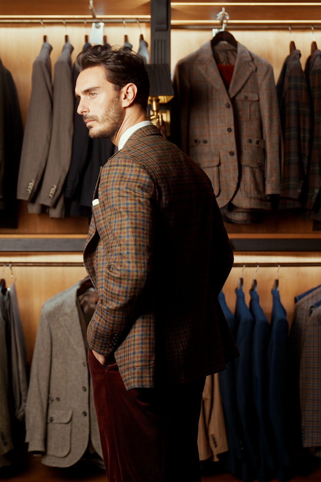 La Milan, green shepherd’s check – worn in the shop
