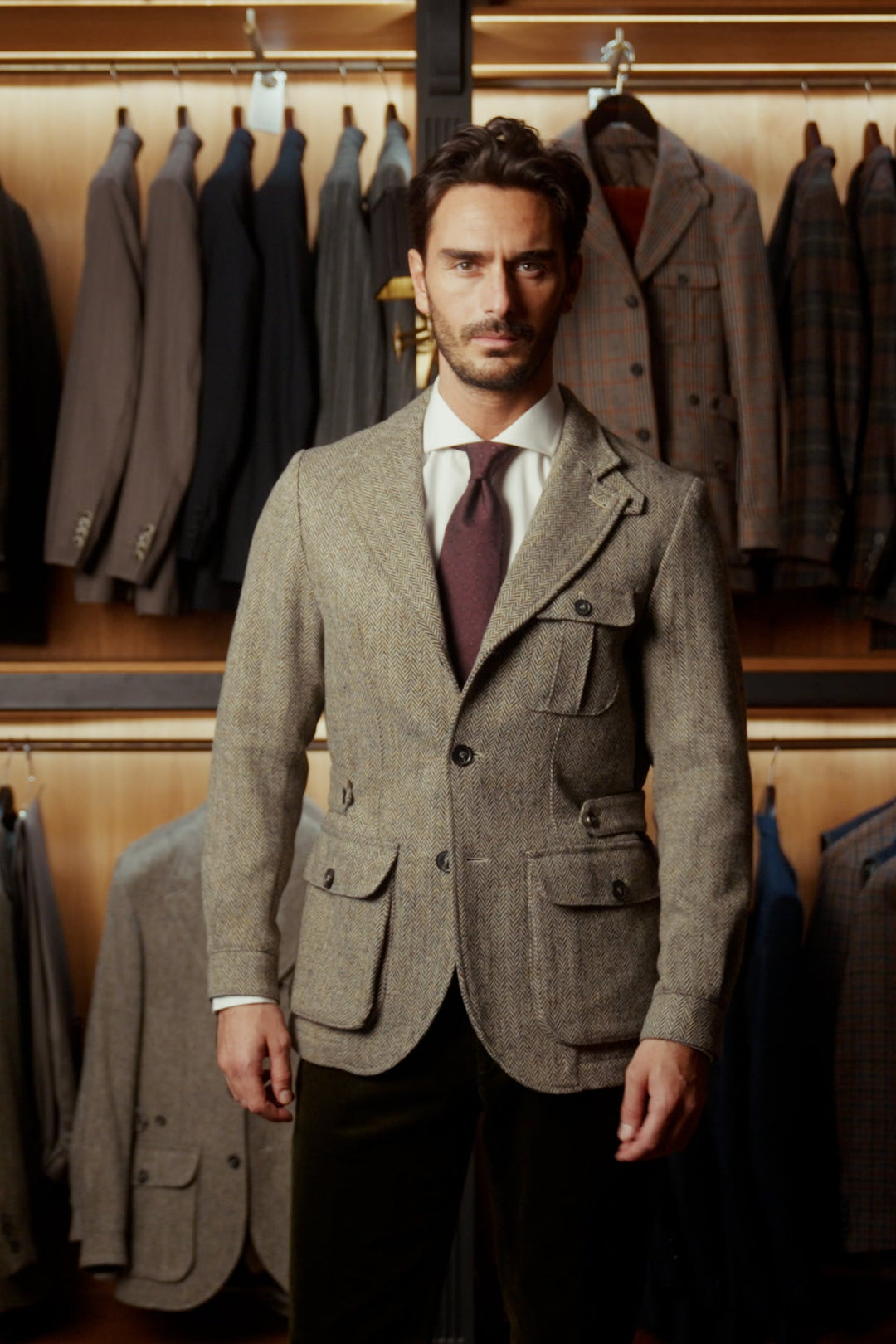 The Waistcoat – Beige and brown Donegal tweed