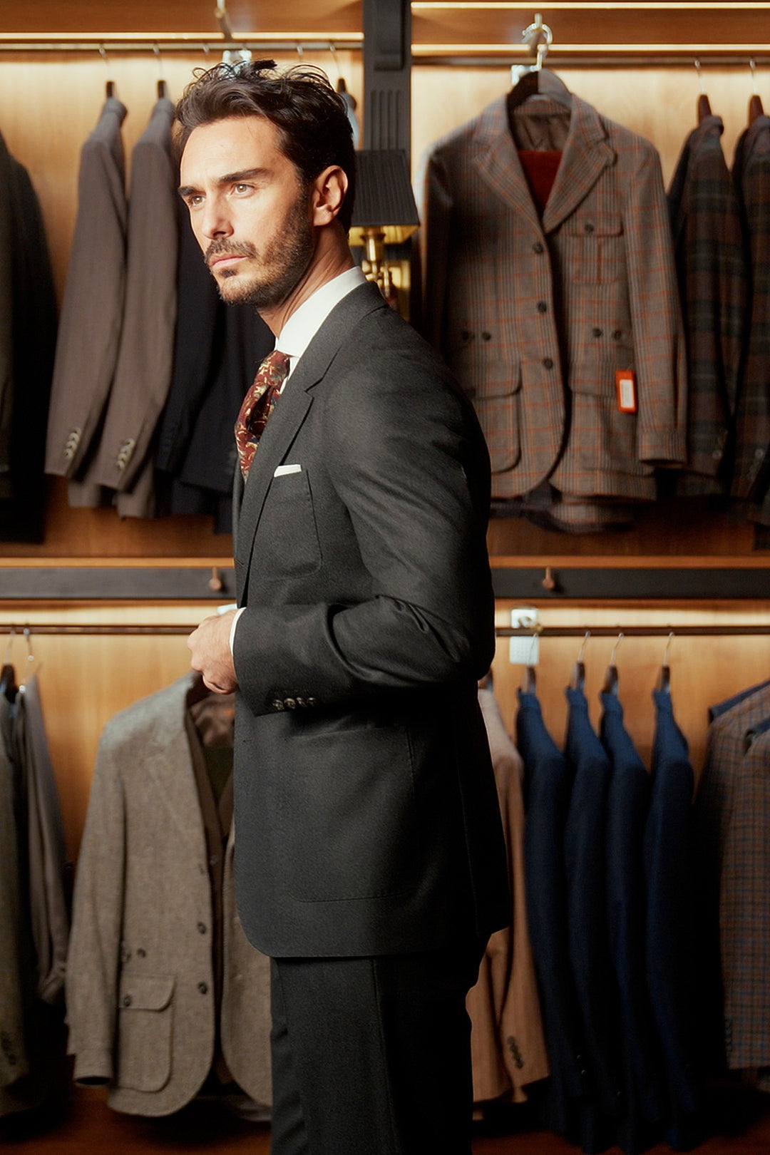 Le Milan, deep green flannel – worn in the shop