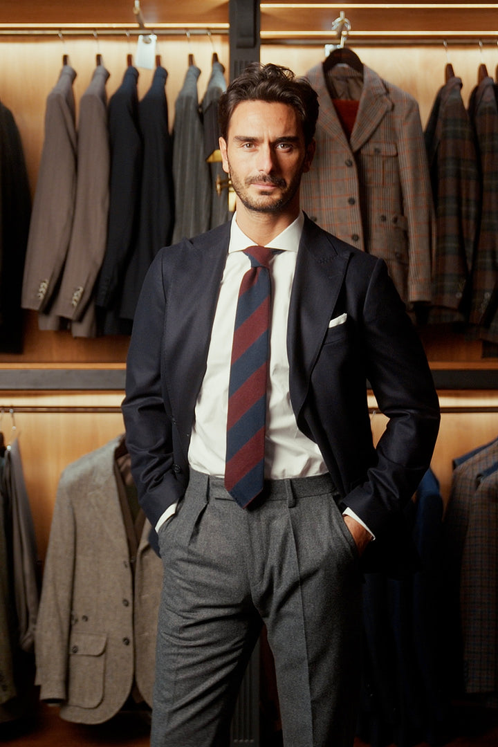 The Classic, mouse grey flannel – worn in the shop