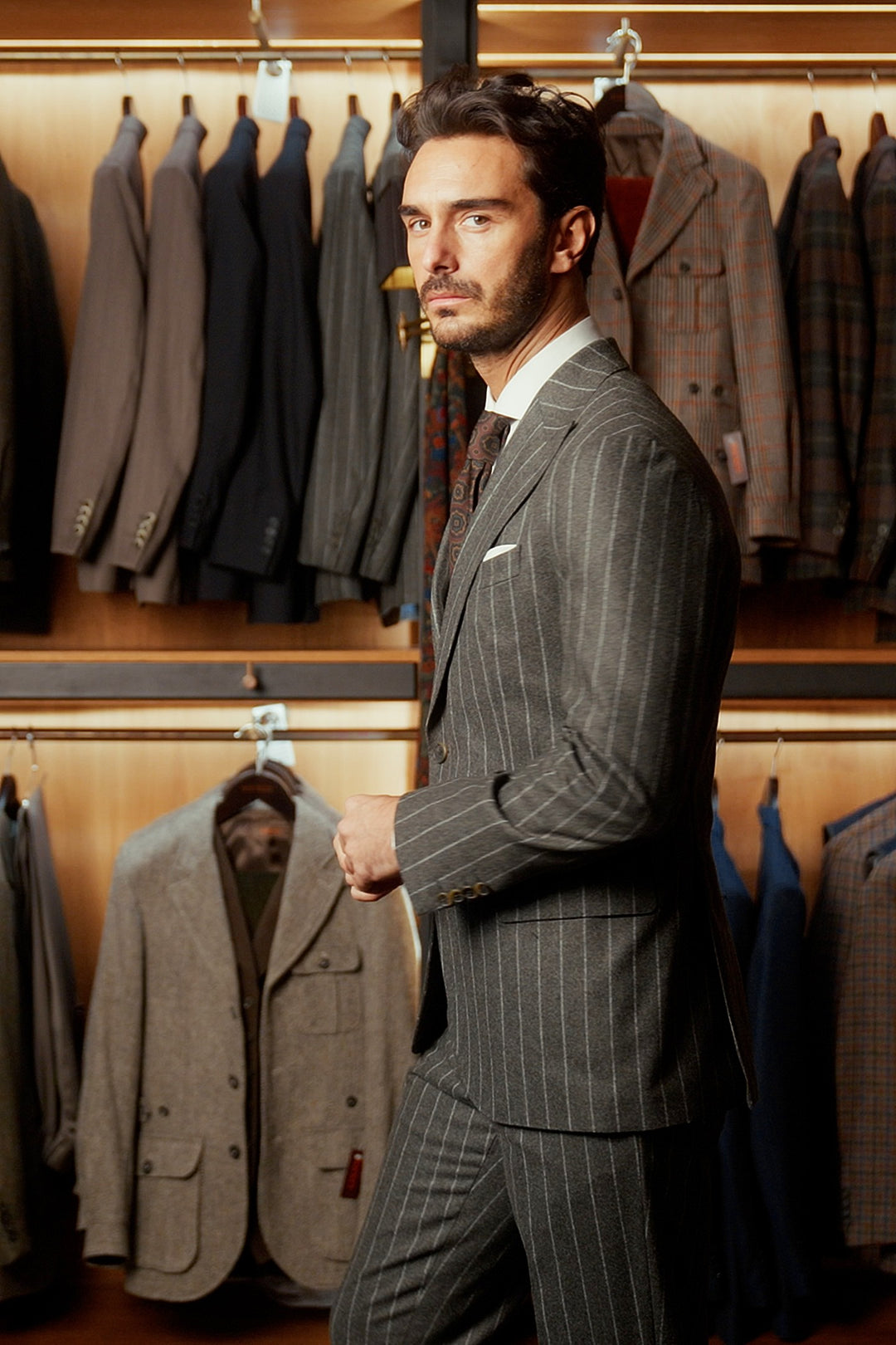 Le Rome, verdigris flannel – worn in the shop