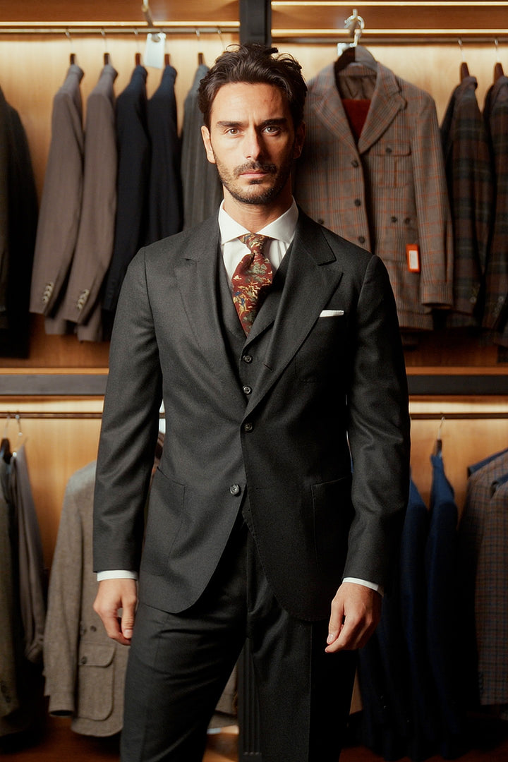 Le Milan, deep green flannel – worn in the shop