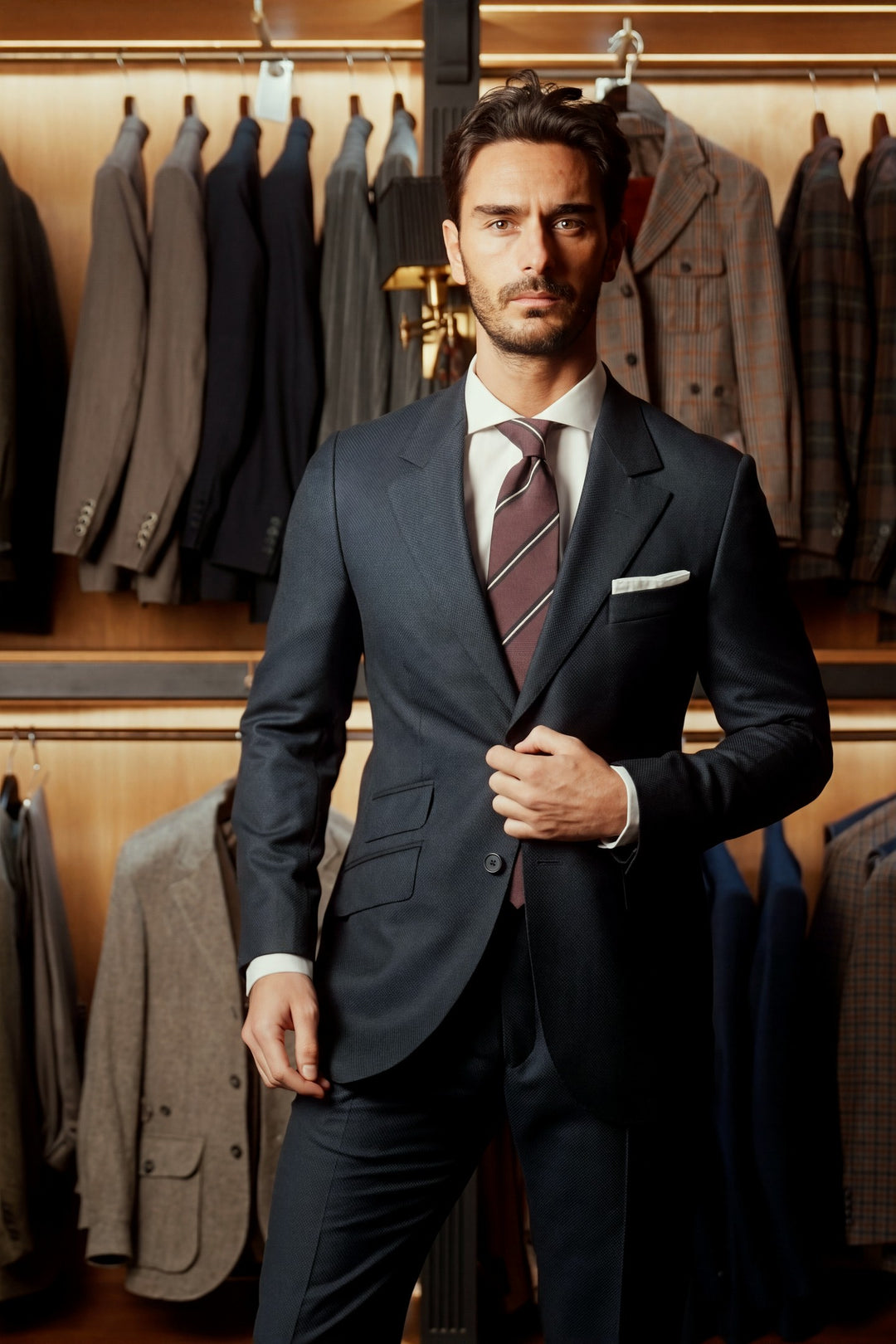Le Kensington, sublime navy grain de caviar – worn in the shop