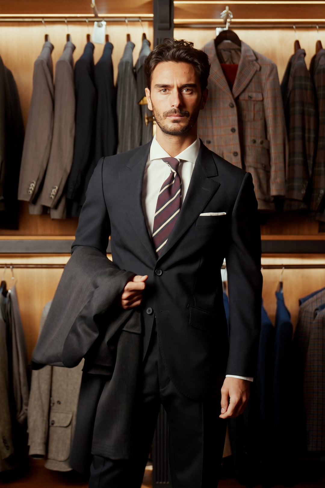 Le Kensington, navy Travel Suit – worn in the shop