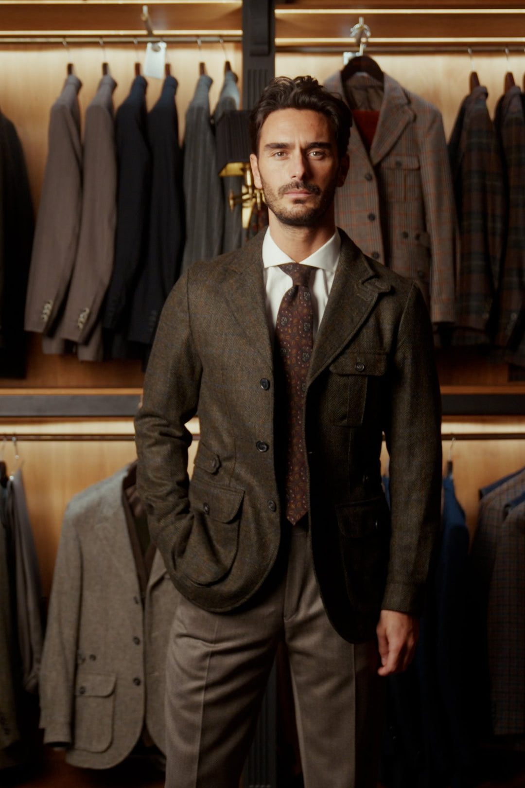 Le Gilet – Tweed Shetland vert à carreaux