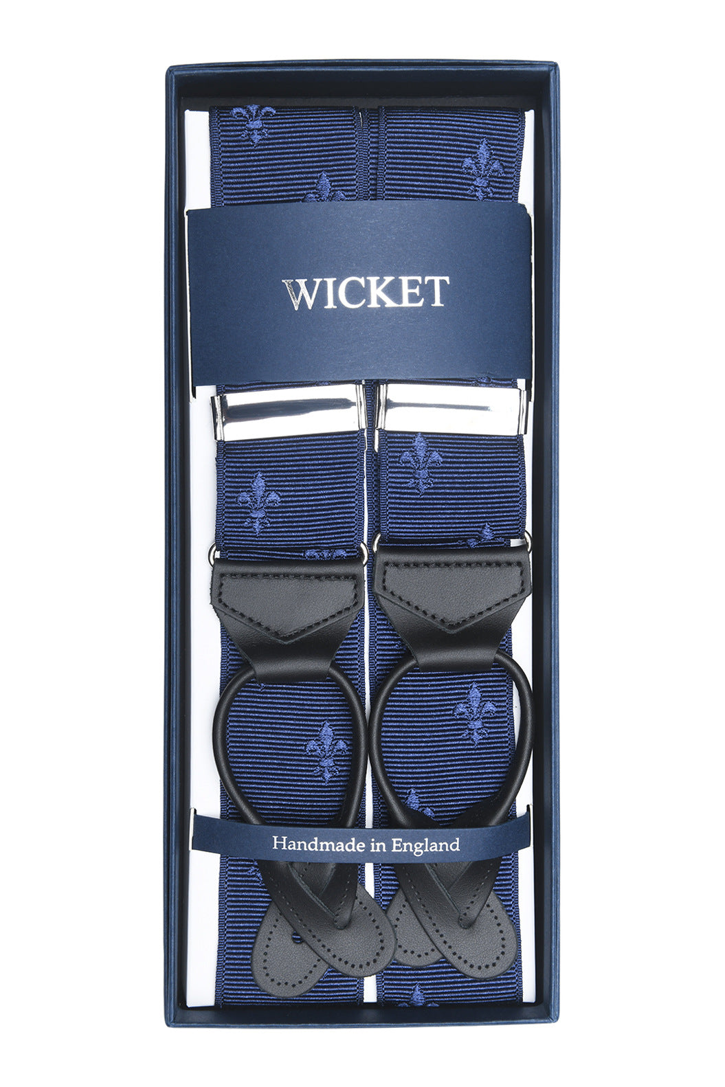 The Braces – Navy with fleurs-de-lys – WICKET