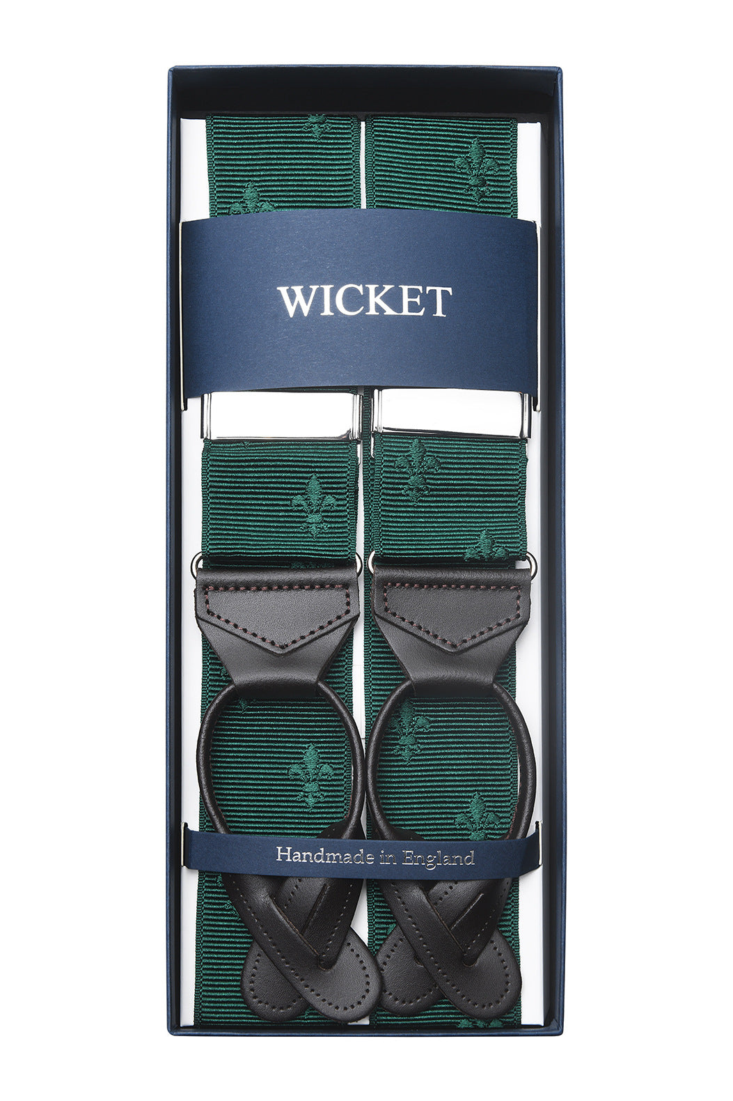 The Braces – Bottle green with fleurs-de-lys – WICKET