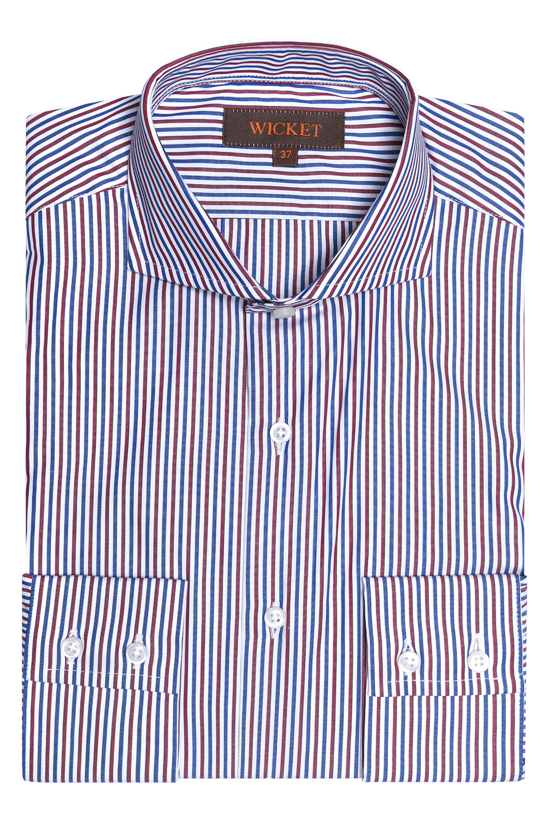 The Cotton Poplin – Burgundy and royal blue stripes – WICKET