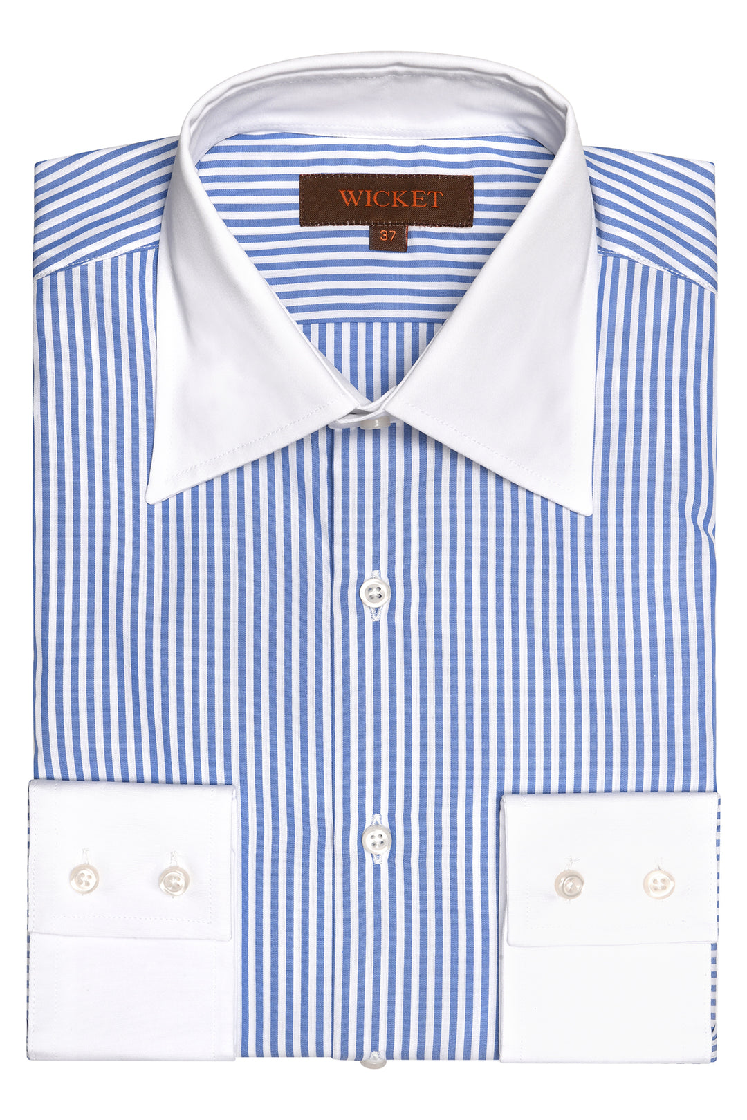 The Cotton Poplin – Blue stripes with white collar – WICKET
