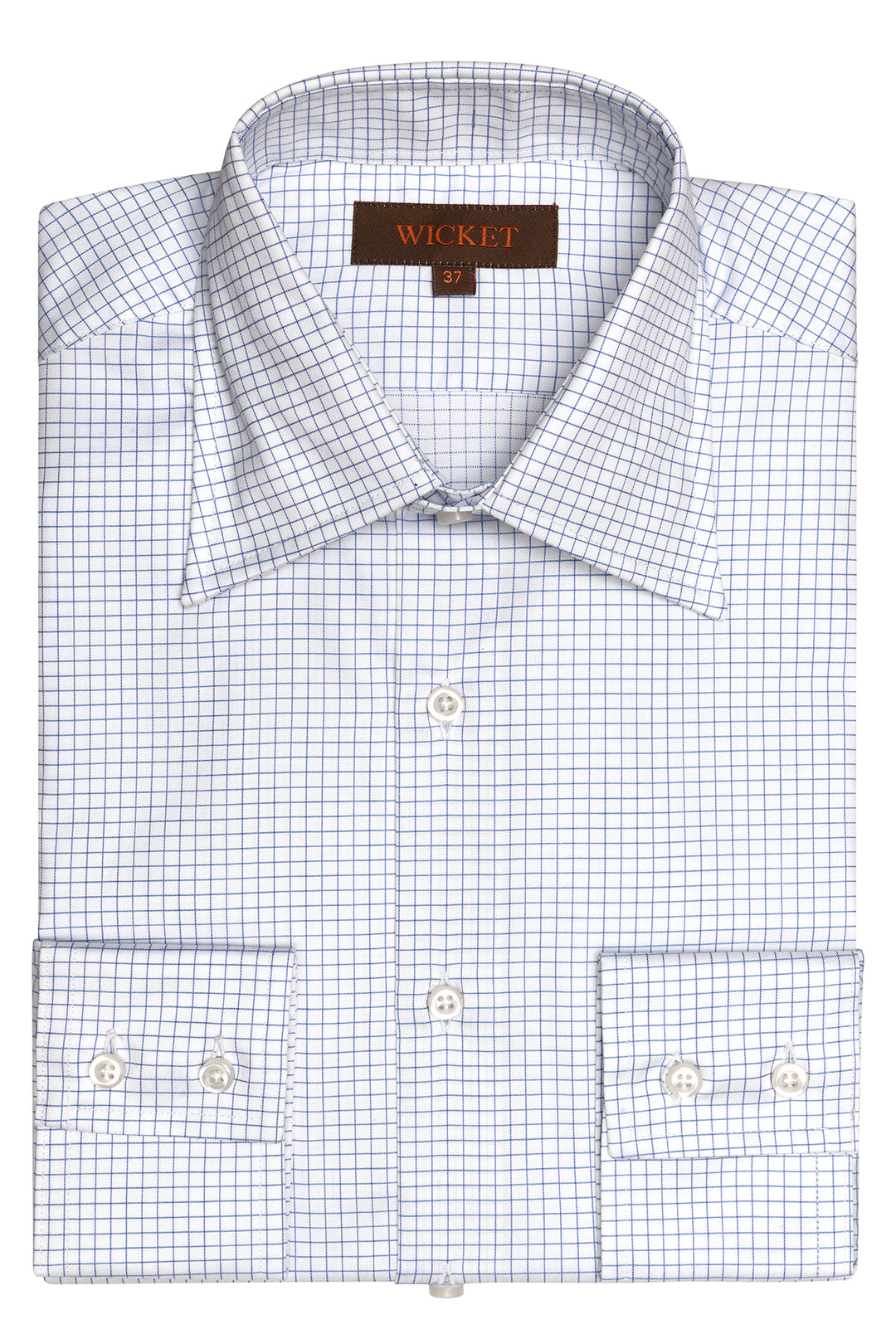 The Cotton Twill – White with blue check and French collar – WICKET