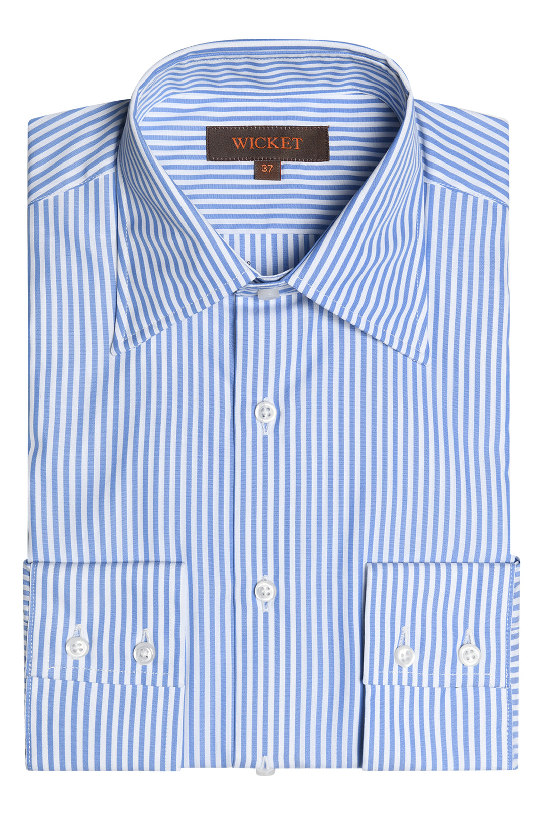 The Cotton Poplin – Blue stripes with French collar – WICKET