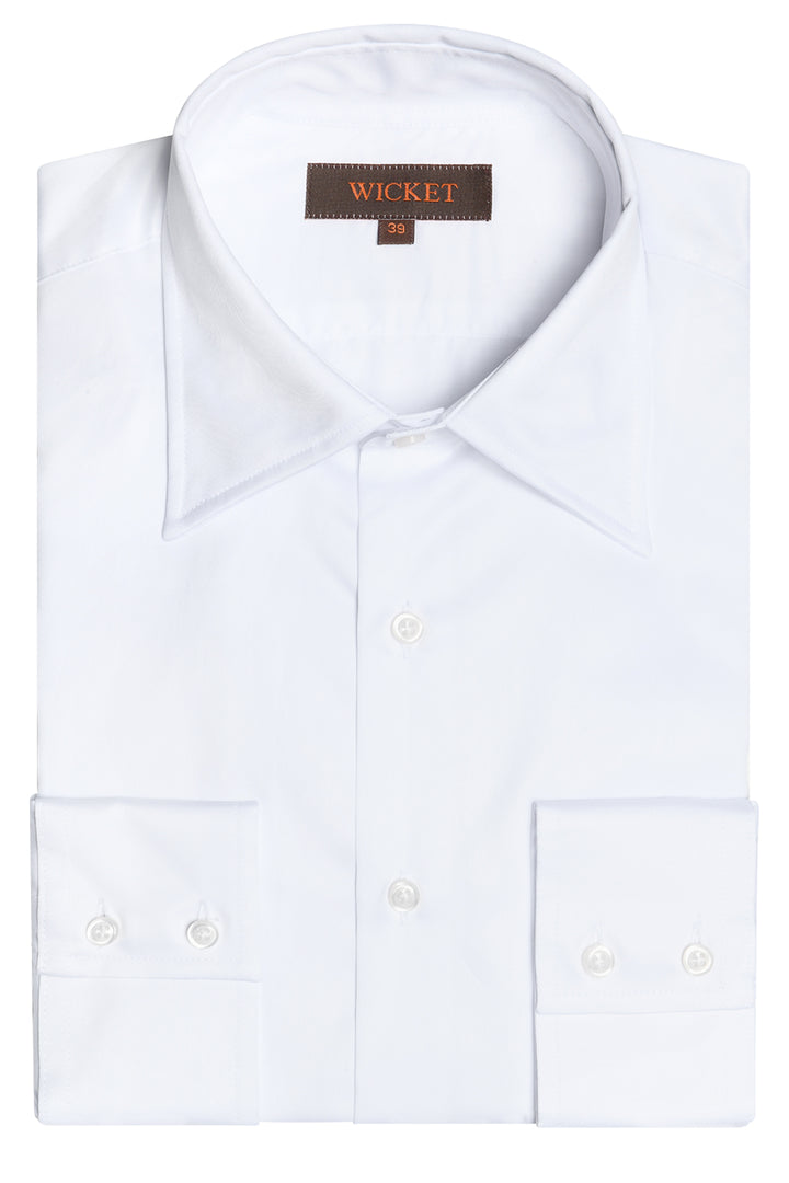 La Twill de Coton – Blanc uni à col français – WICKET