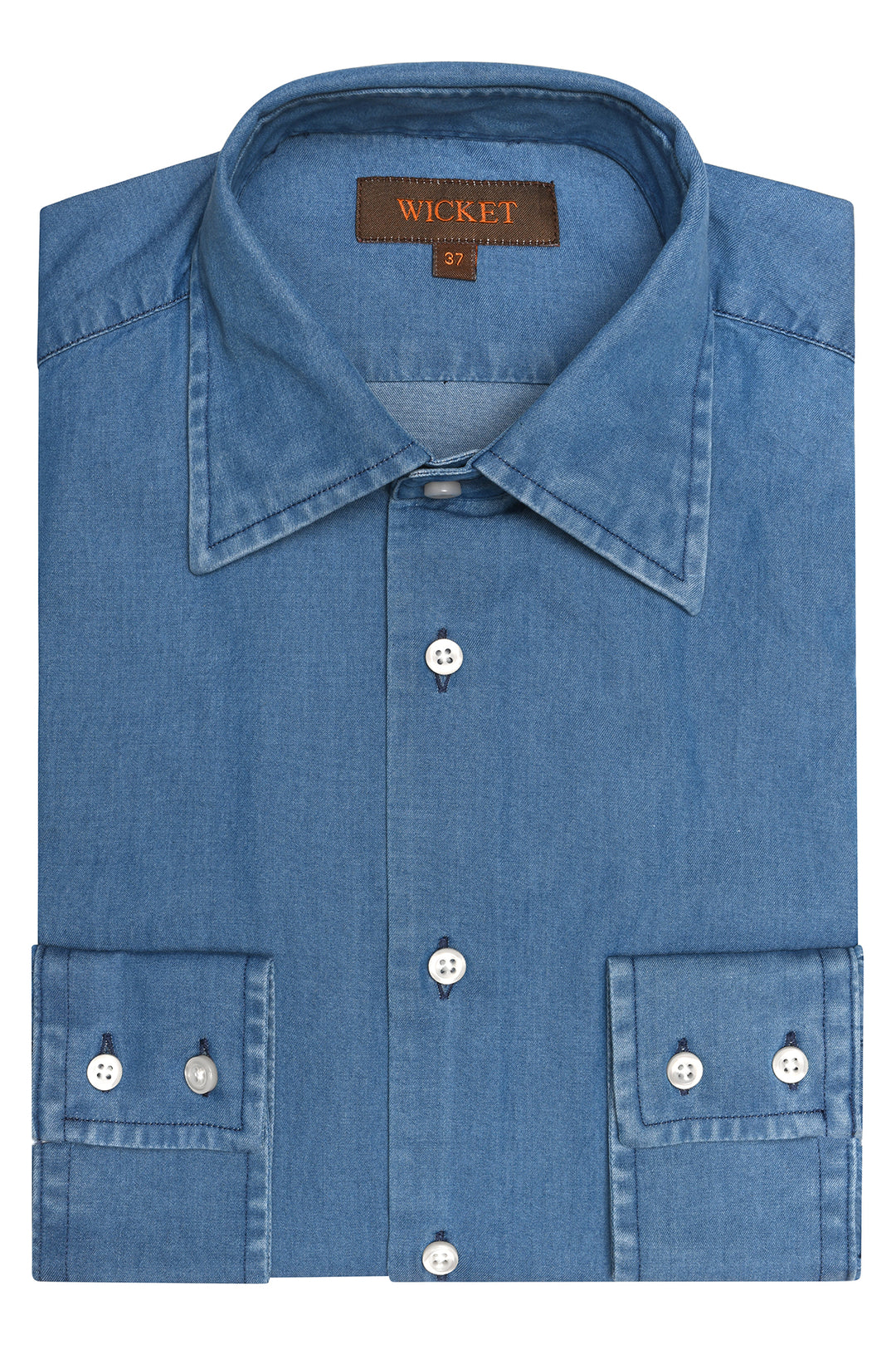 The Cotton Denim – Plain blue with French collar – WICKET