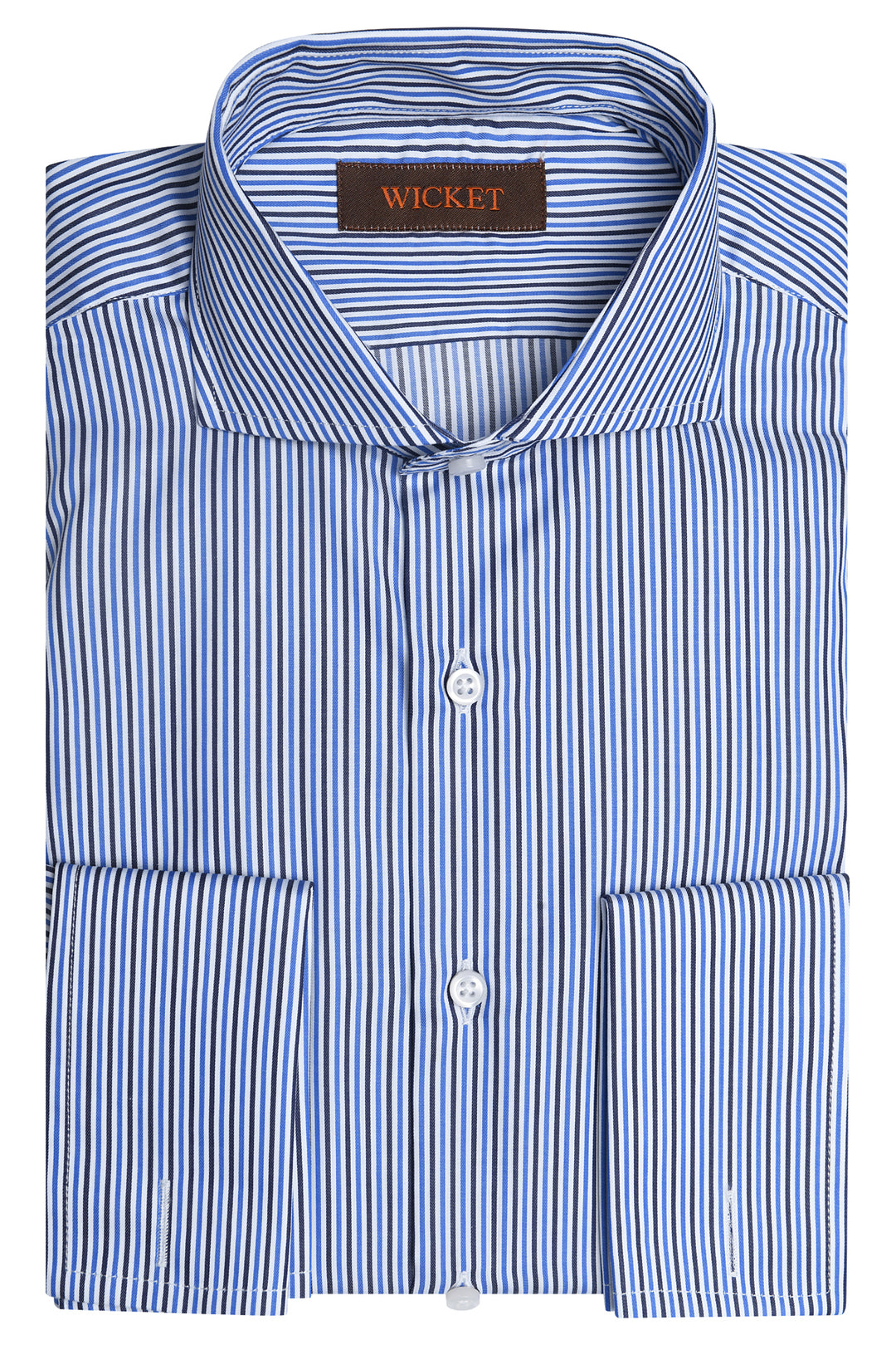 The Cotton Twill – Blue and navy stripes with double cuffs – WICKET