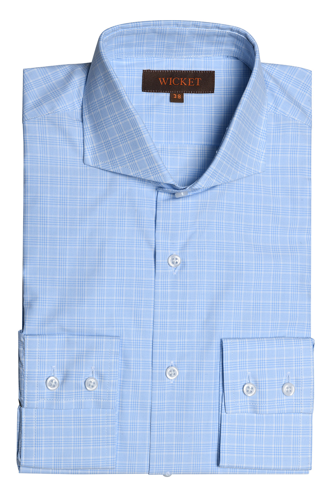 The Cotton Poplin – Sky blue Prince of Wales check – WICKET