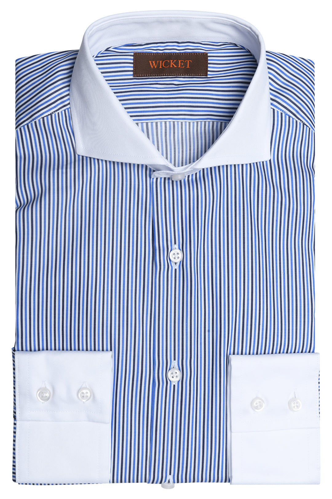 The Cotton Twill – Blue and navy stripes with white collar – WICKET