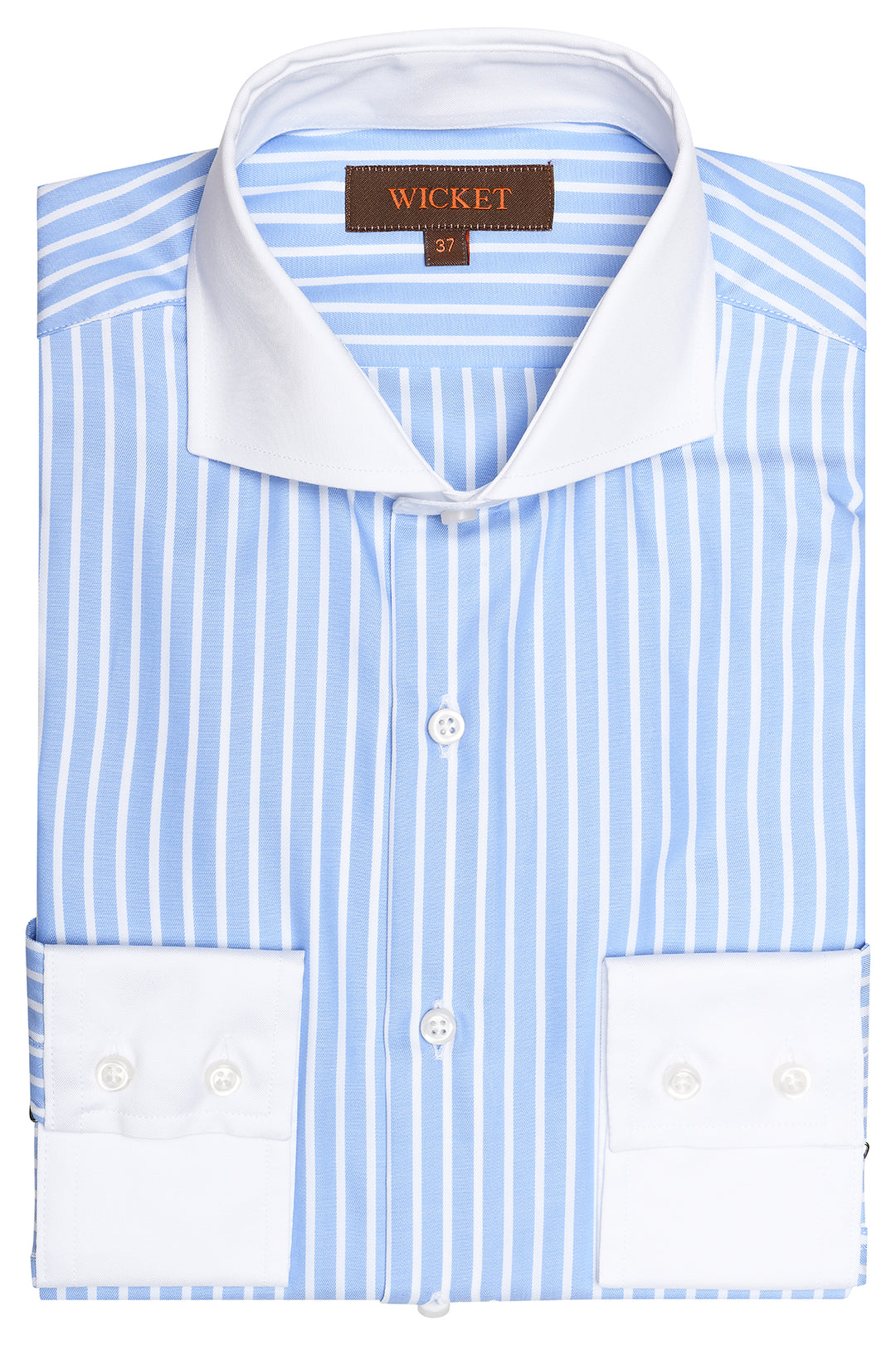 The Cotton Twill – Sky blue with white stripes and white collar – WICKET