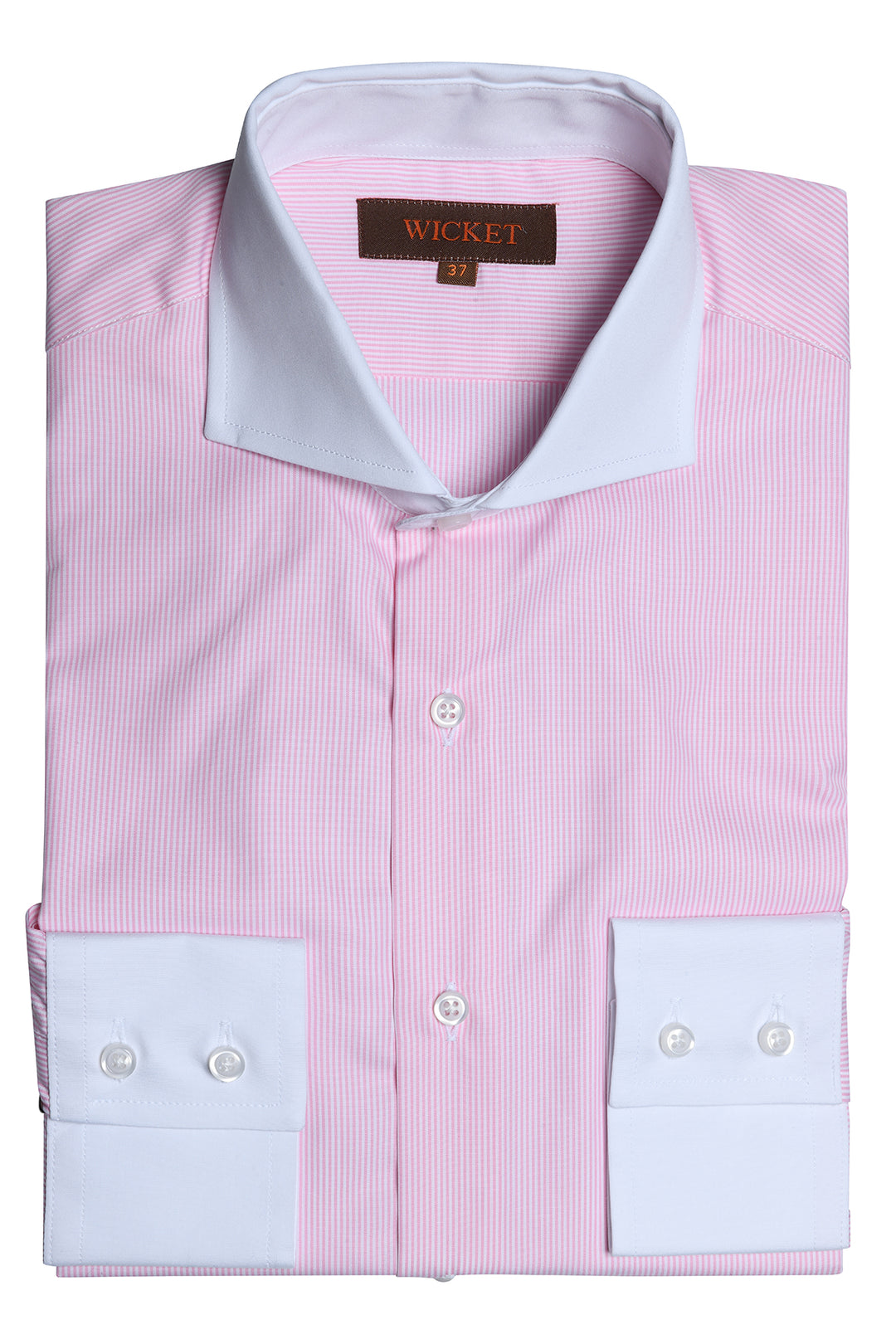 The Cotton Poplin – Fine pink stripes with white collar – WICKET