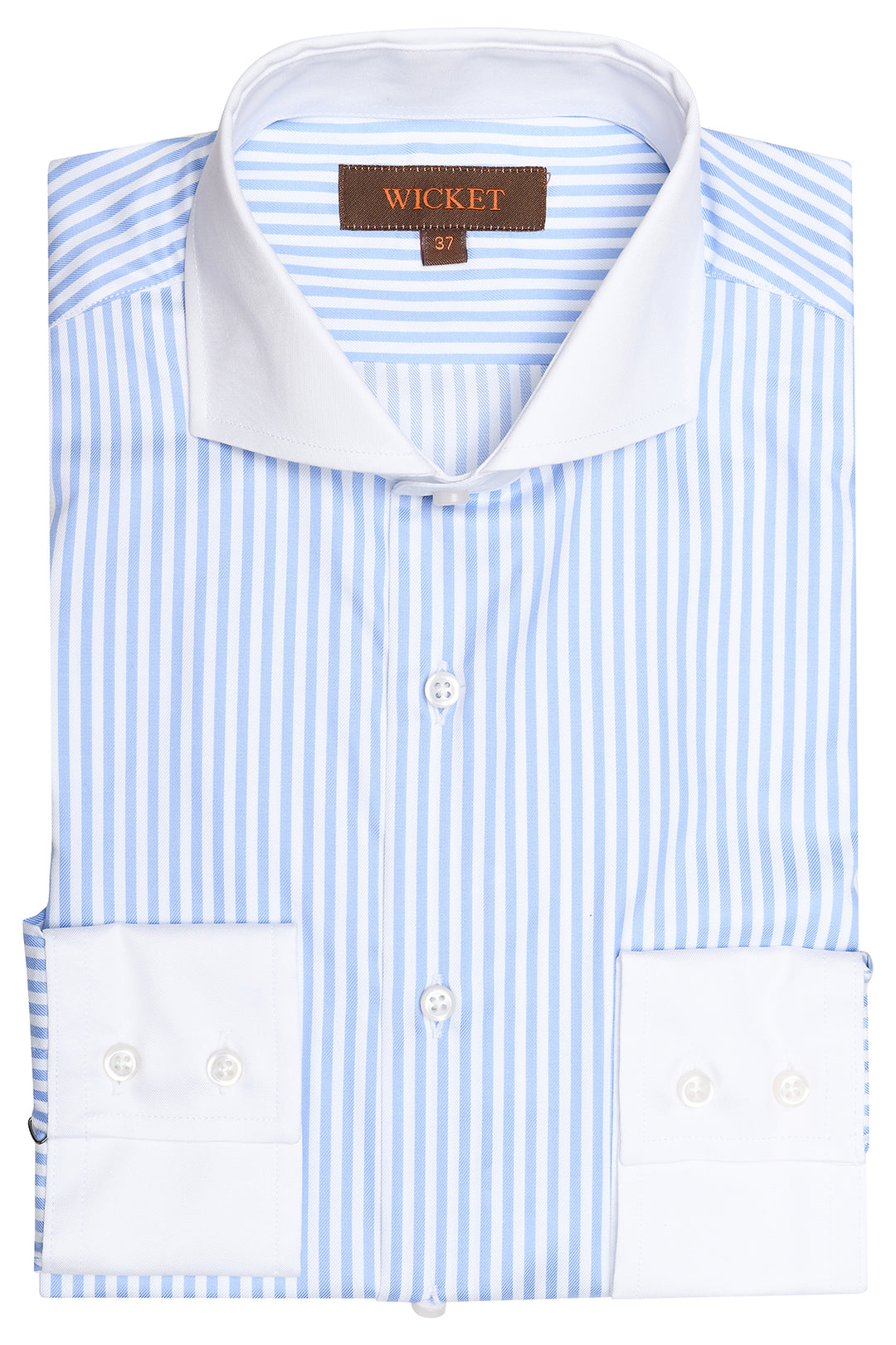 The Cotton Twill – Pale blue stripes with white collar – WICKET