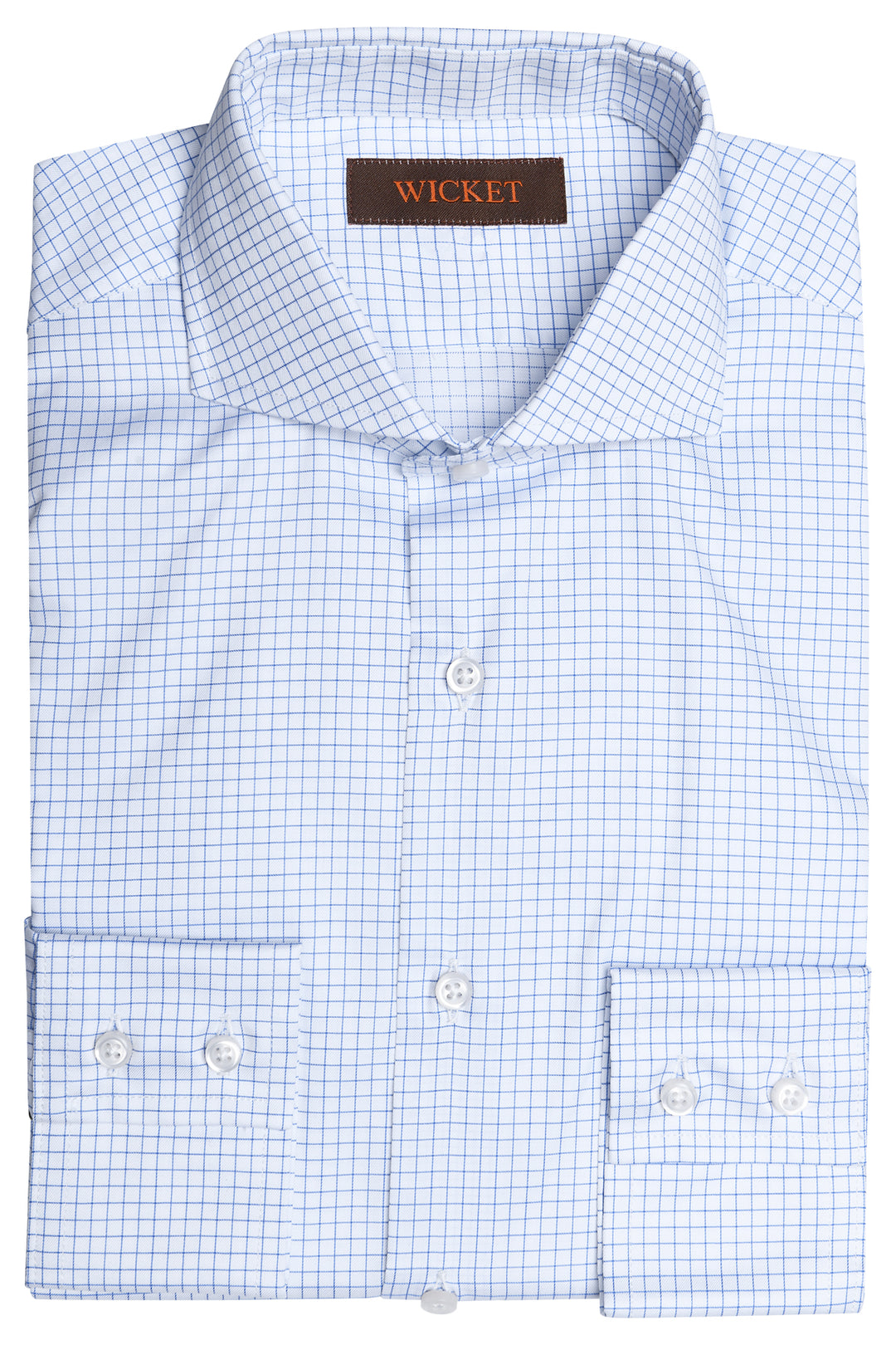 The Cotton Twill – White with blue check – WICKET