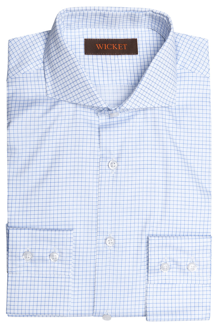 The Cotton Twill – White with blue check – WICKET