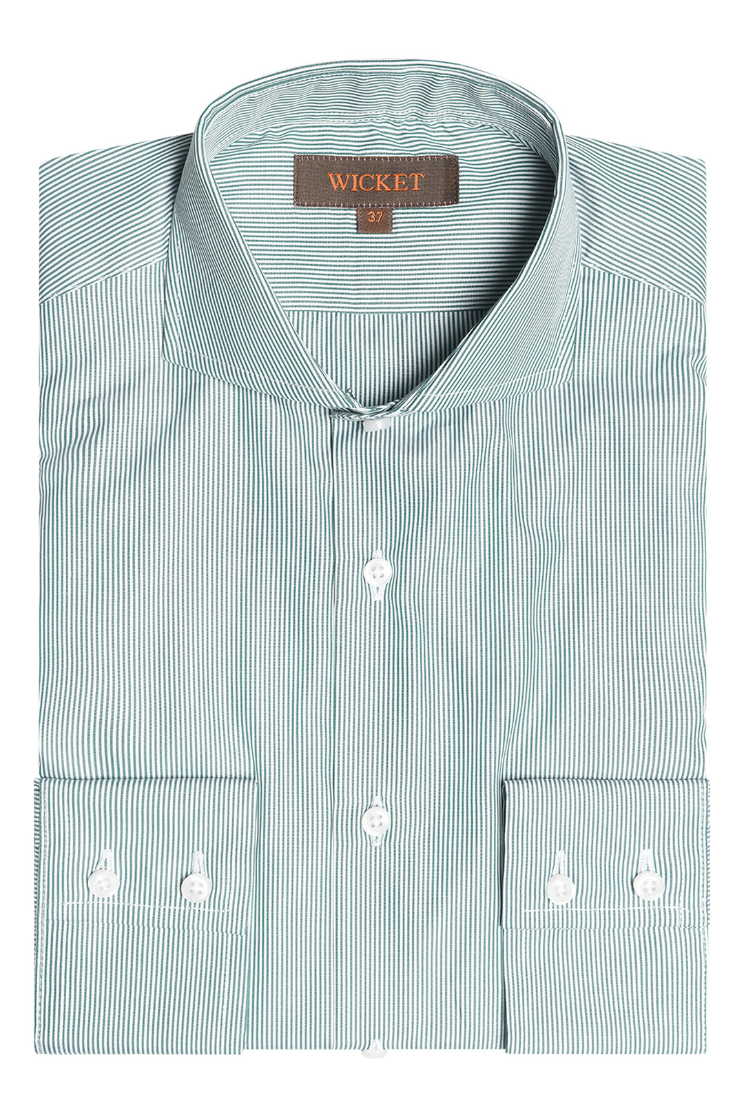 The Cotton Poplin – Fine green stripes – WICKET