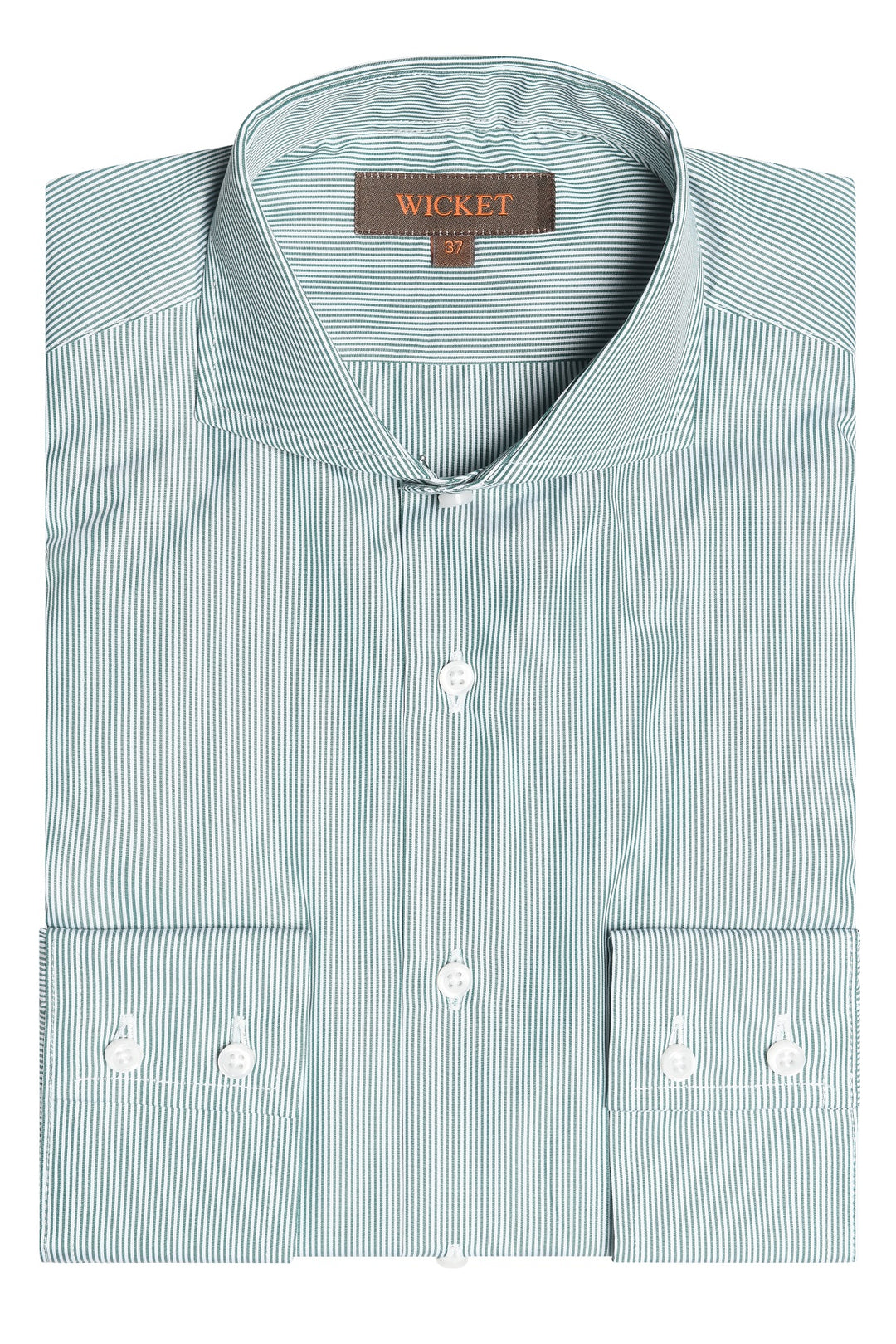 The Cotton Poplin – Fine green stripes – WICKET