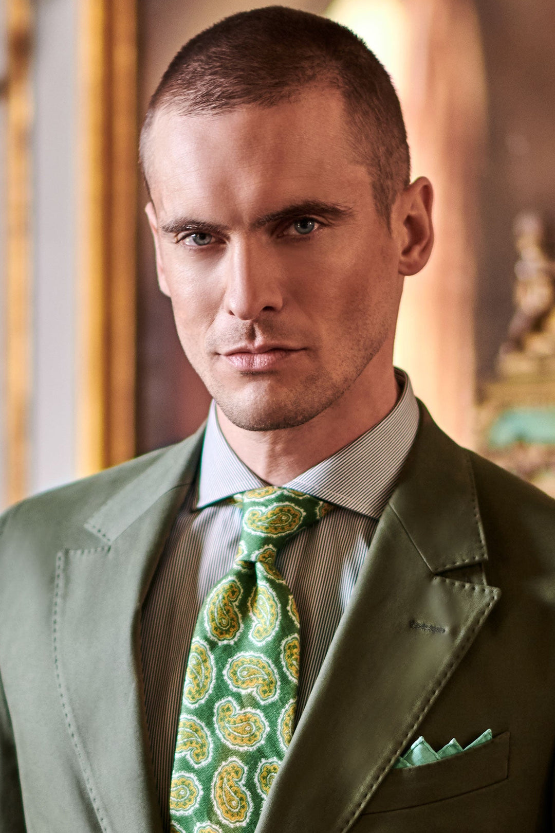 The Cotton Poplin – Fine green stripes – WICKET