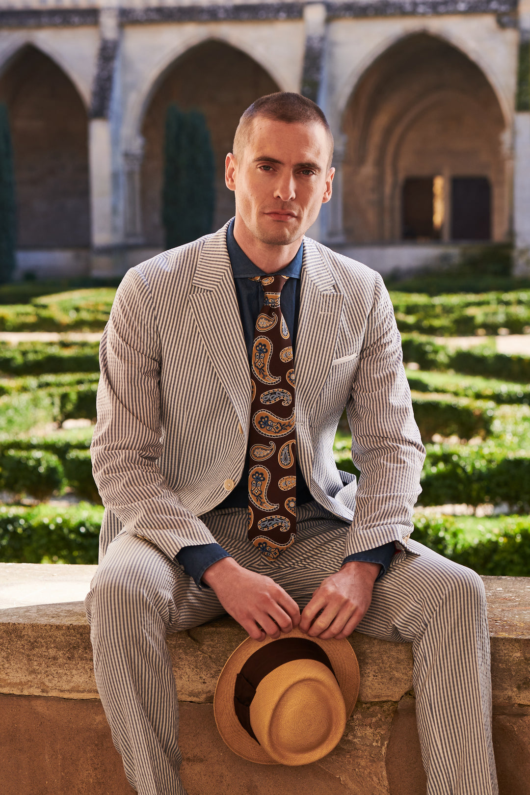 The Classic – Blue and white striped seersucker – WICKET