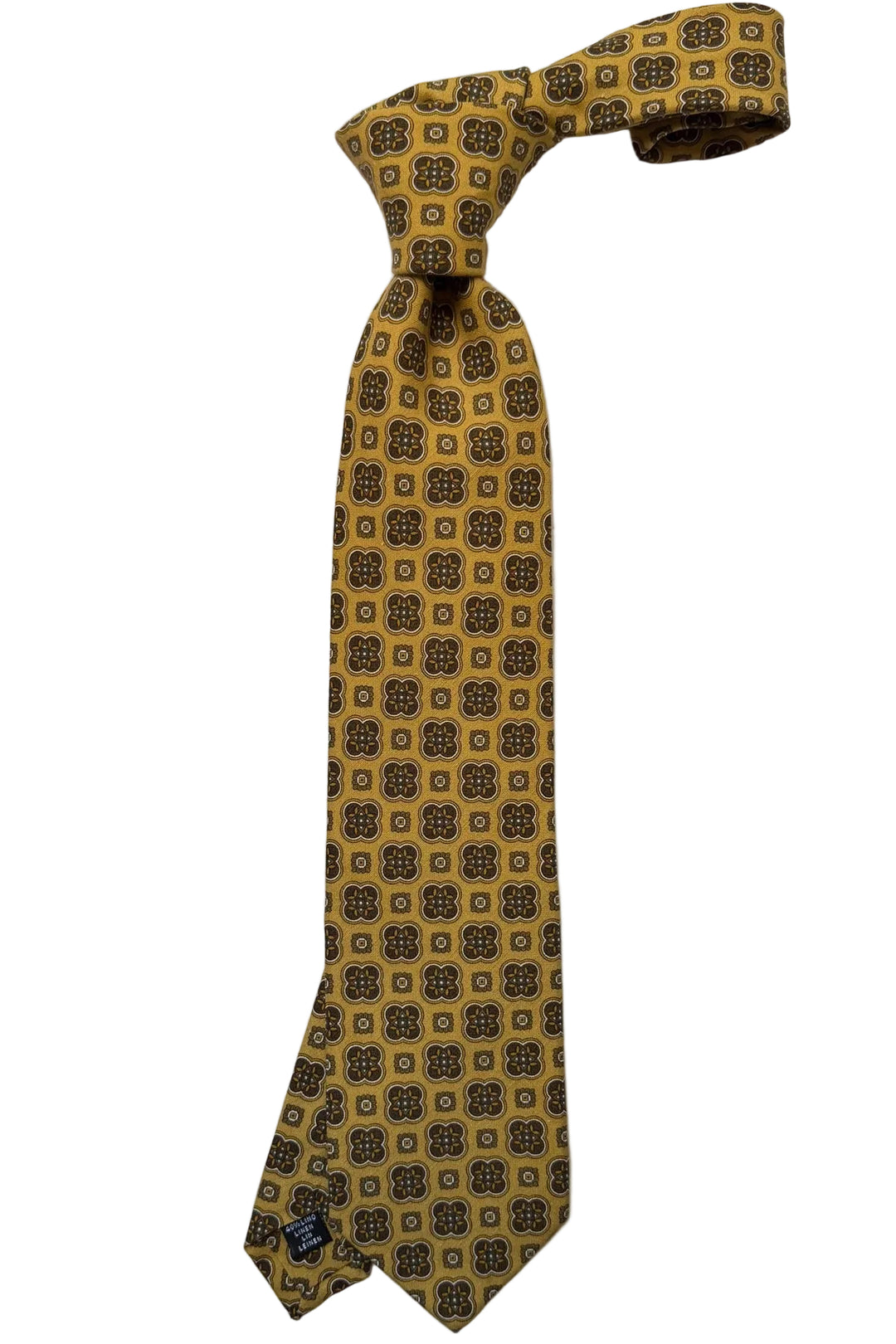 The Tie – Mustard linen and silk with medallions – WICKET
