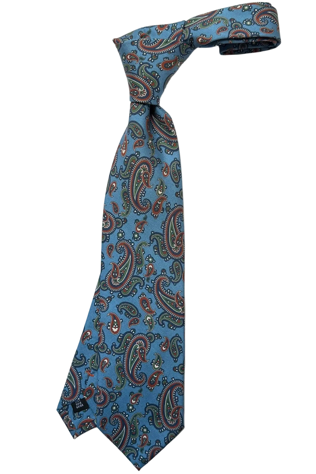 The Tie – Sky blue silk with paisley pattern – WICKET