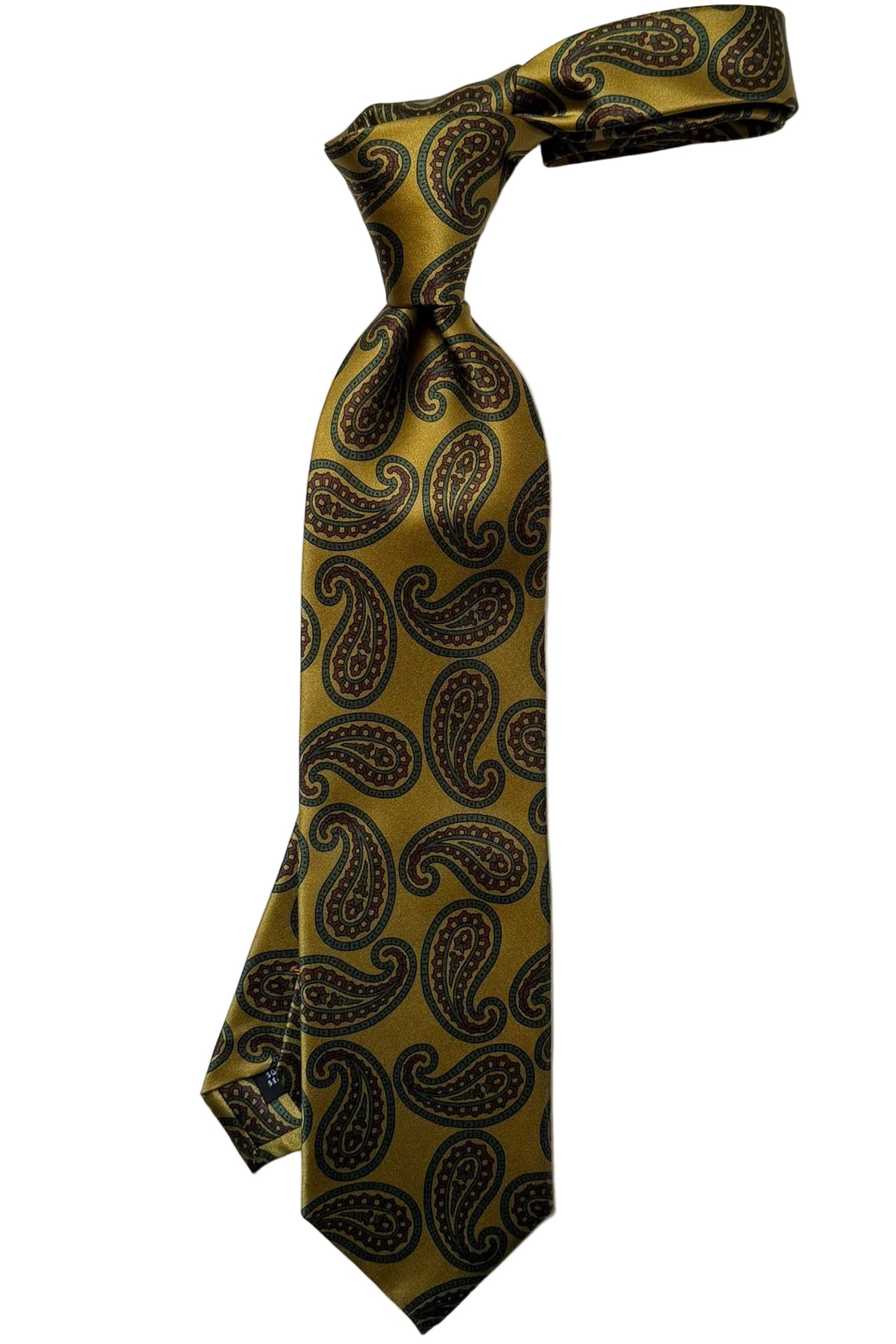 The Tie – Old gold silk with paisley pattern – WICKET