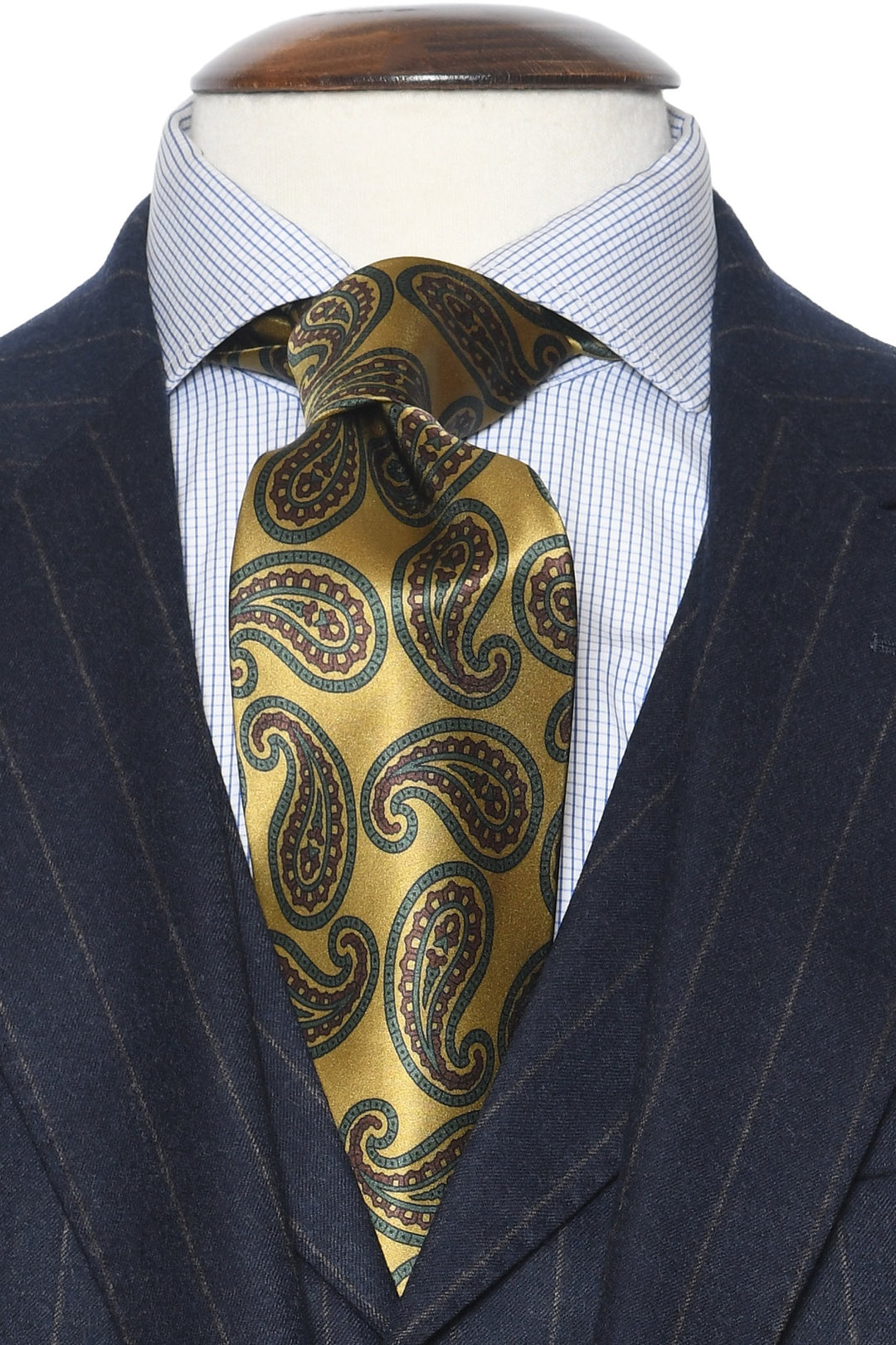 The Tie – Old gold silk with paisley pattern – WICKET