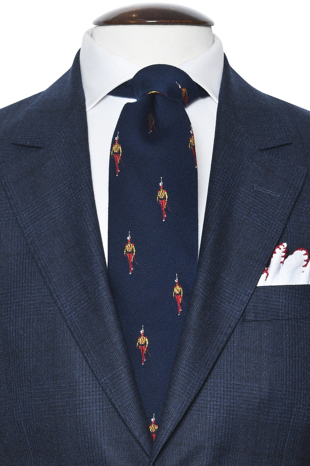 The Tie – Navy wool and silk with soldiers – WICKET