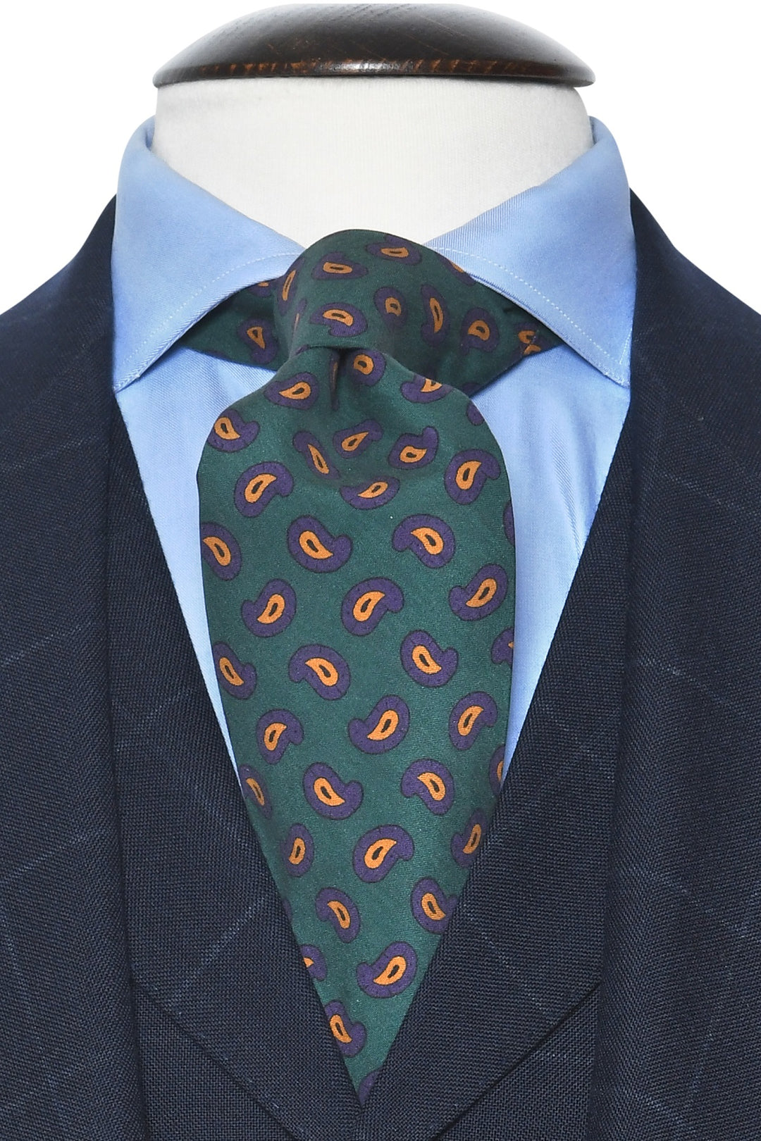 The Tie – Green silk with purple paisley pattern – WICKET