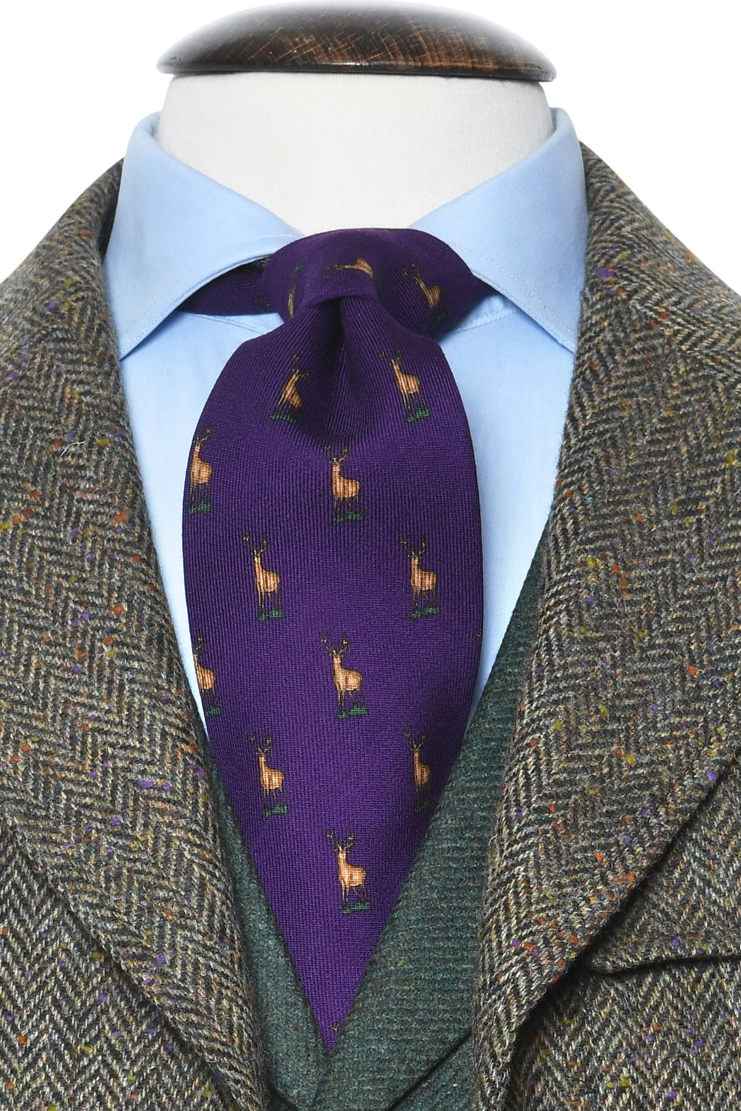 The Tie – Purple wool with stags – WICKET