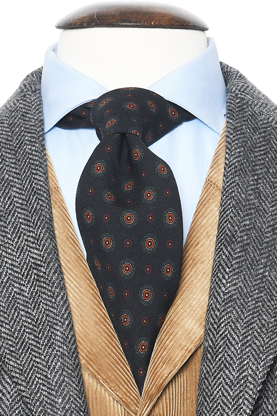 The Tie – Navy wool with rosettes – WICKET
