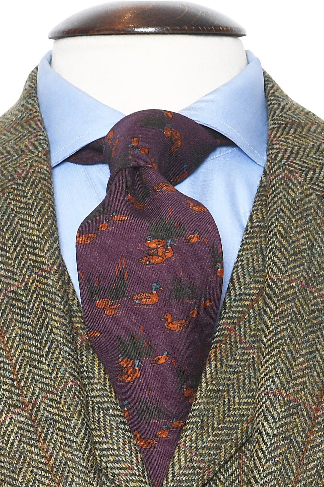 The Tie – Plum wool with ducks – WICKET