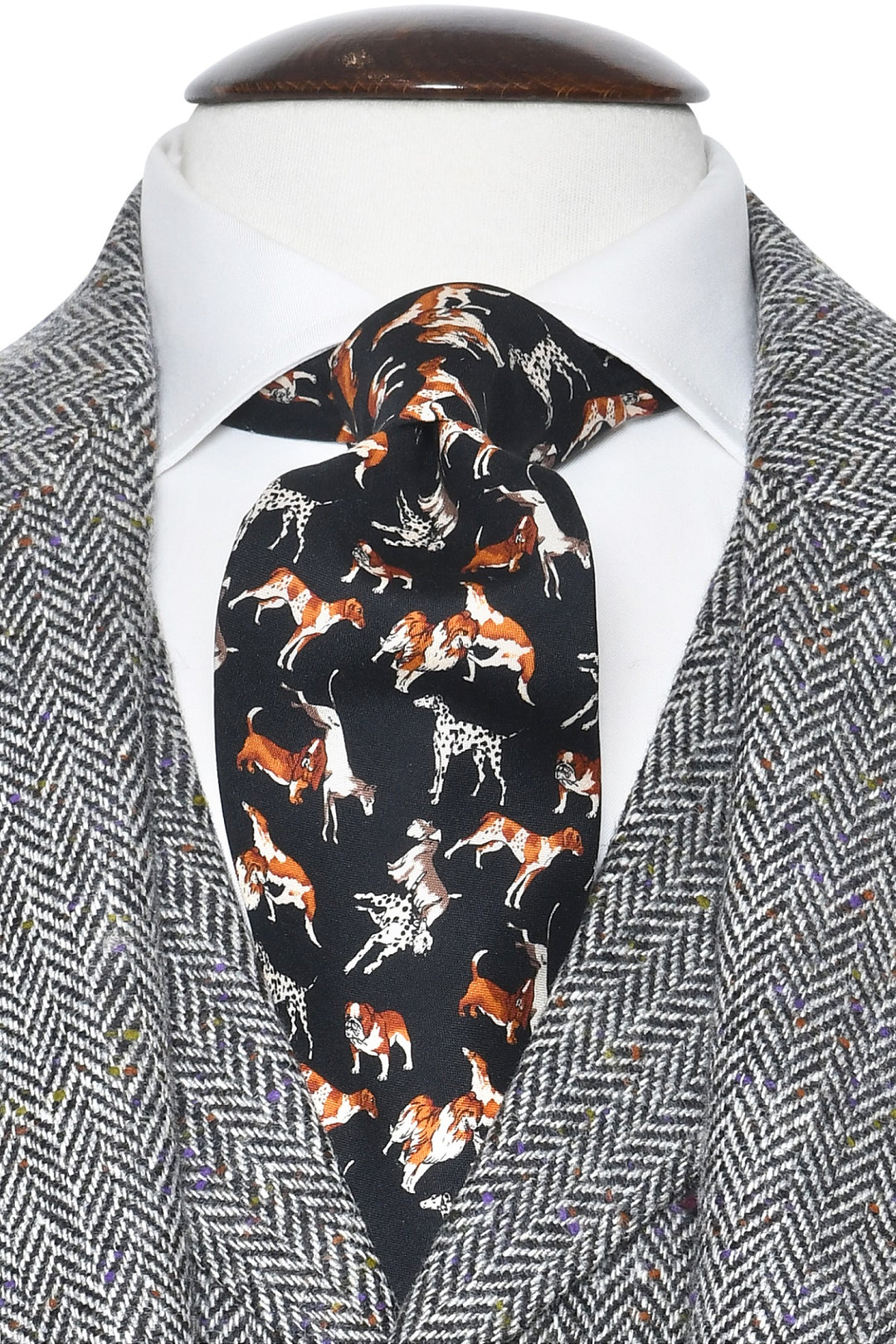 The Tie – Black silk with dogs – WICKET
