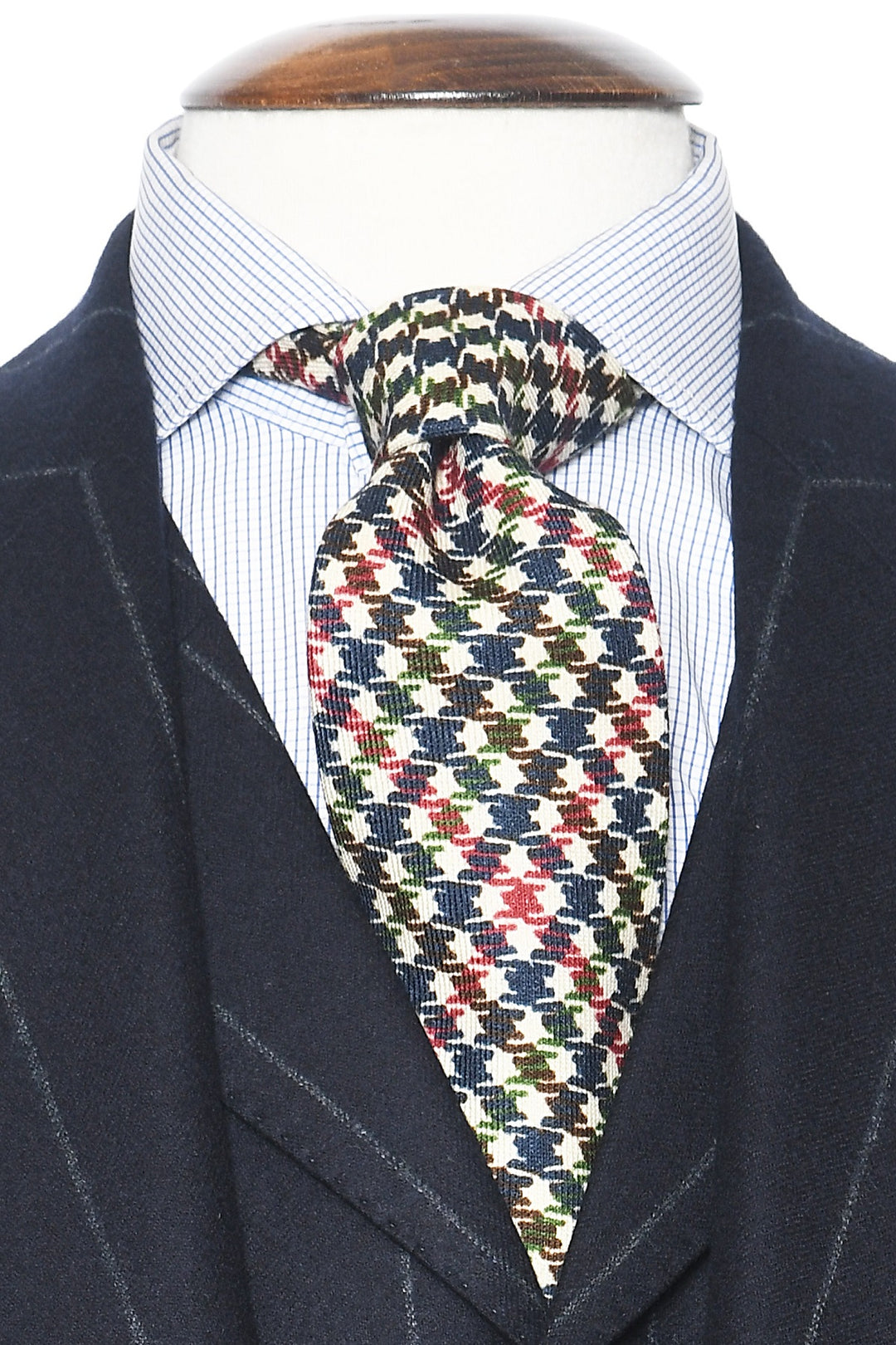 The Tie – Wool and silk with multicoloured houndstooth – WICKET