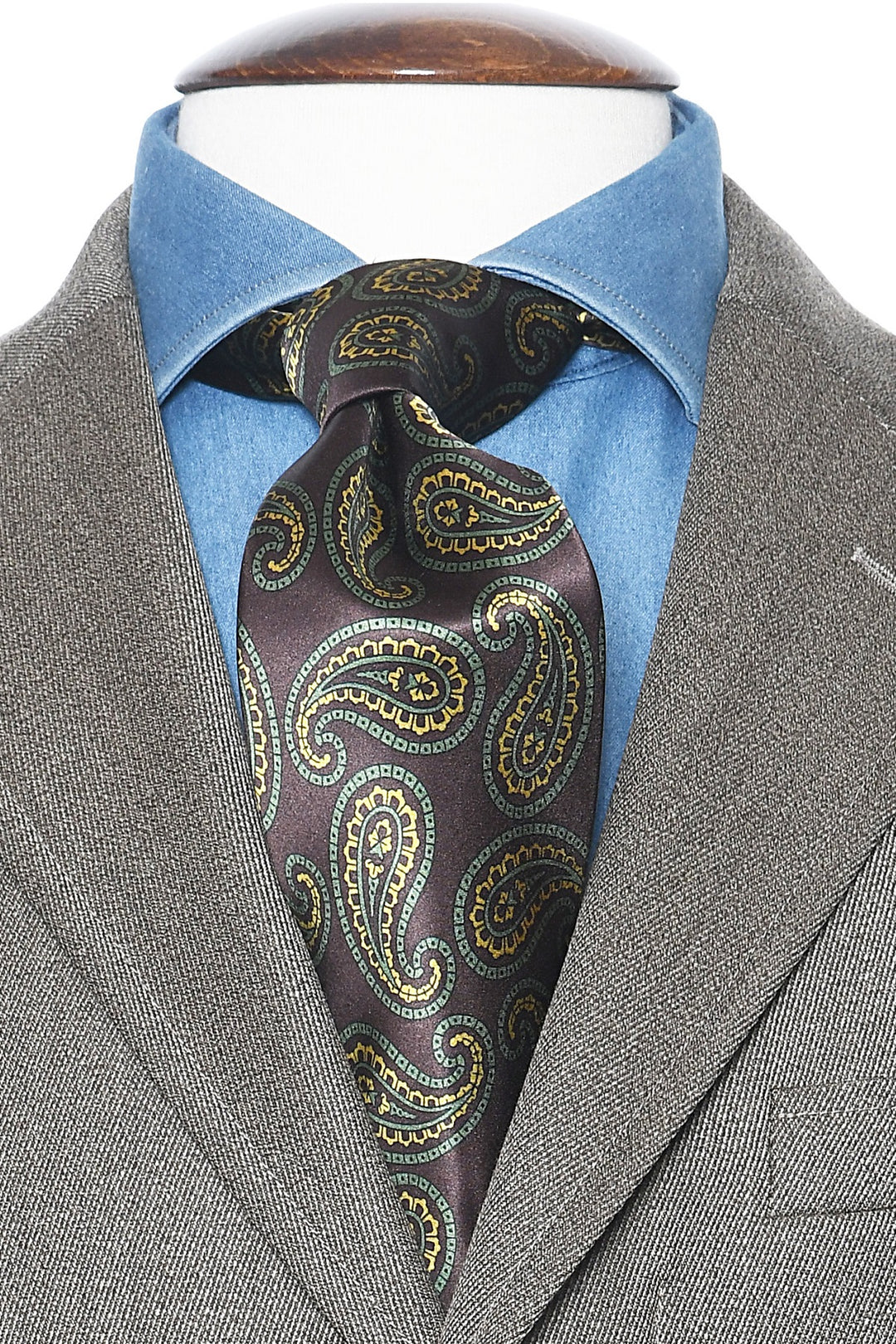 The Tie – Aubergine silk with paisley pattern – WICKET