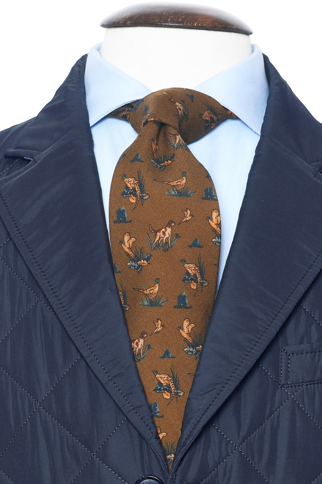 The Tie – Tobacco wool with pheasants – WICKET