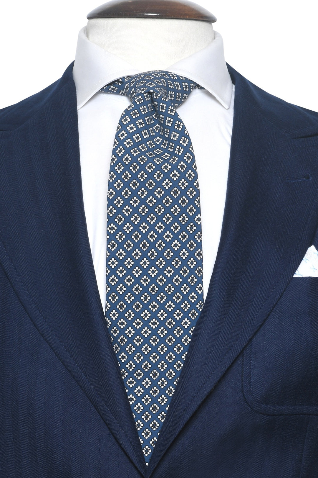 The Tie – Blue silk with small white flowers – WICKET