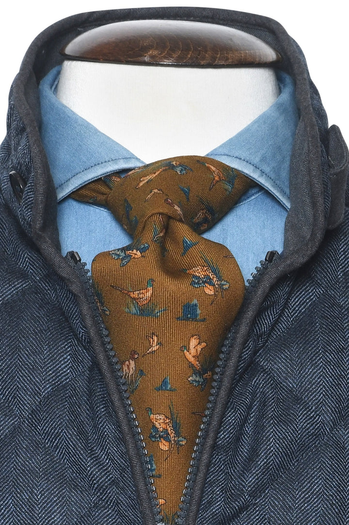 The Tie – Tobacco wool with pheasants – WICKET
