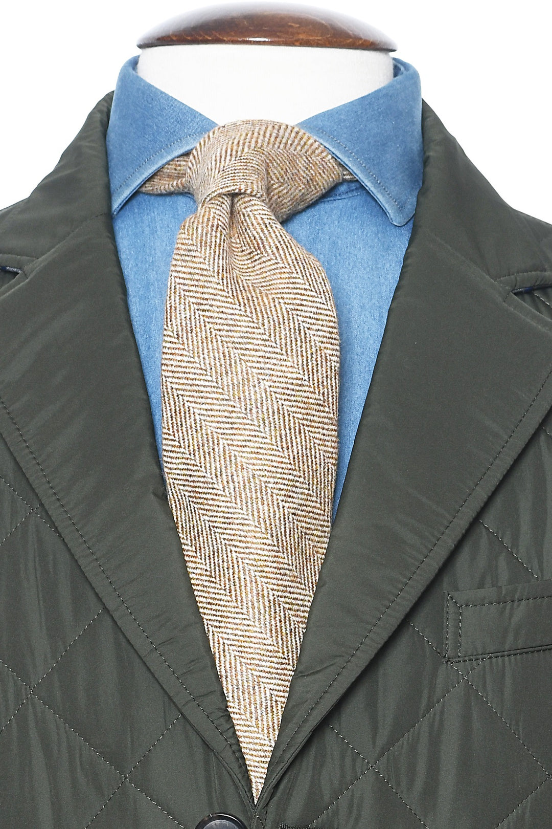 The Tie – Beige herringbone cashmere – WICKET
