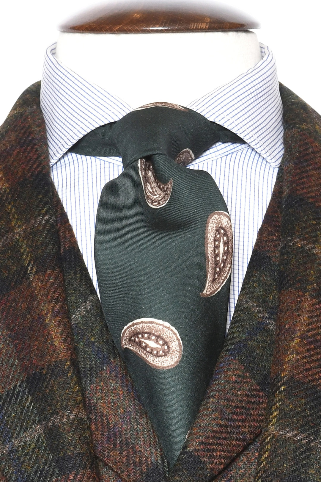 The Tie – Fir green silk with large paisley pattern – WICKET