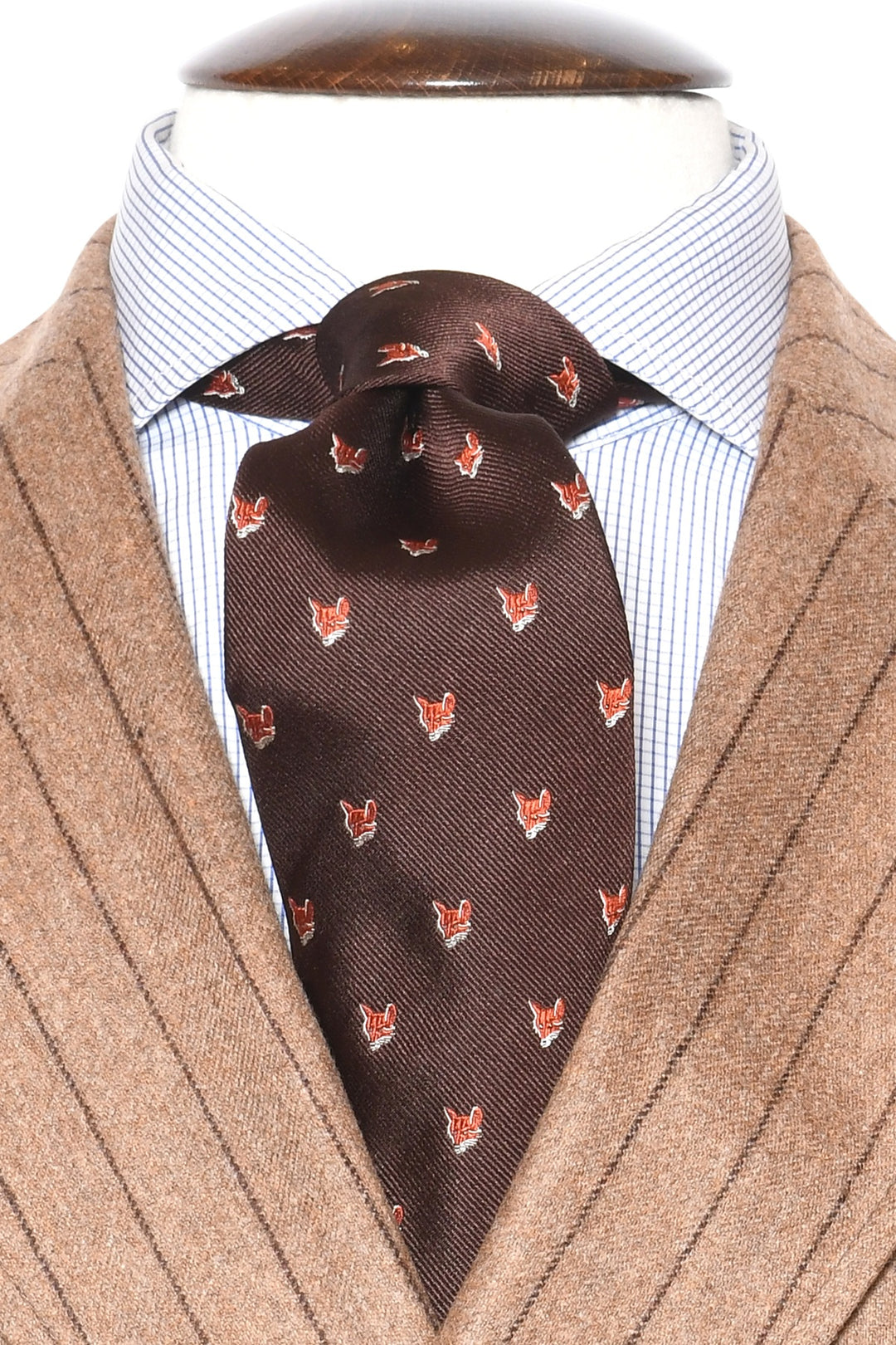 The Tie – Chocolate silk with fox heads – WICKET
