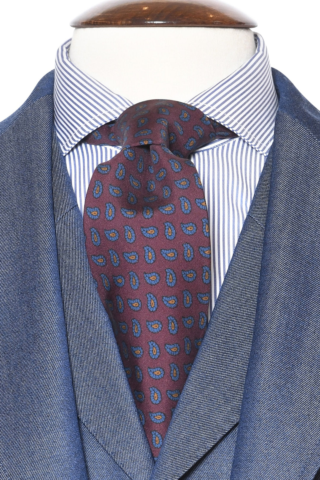 The Tie – Burgundy silk with blue paisley pattern – WICKET