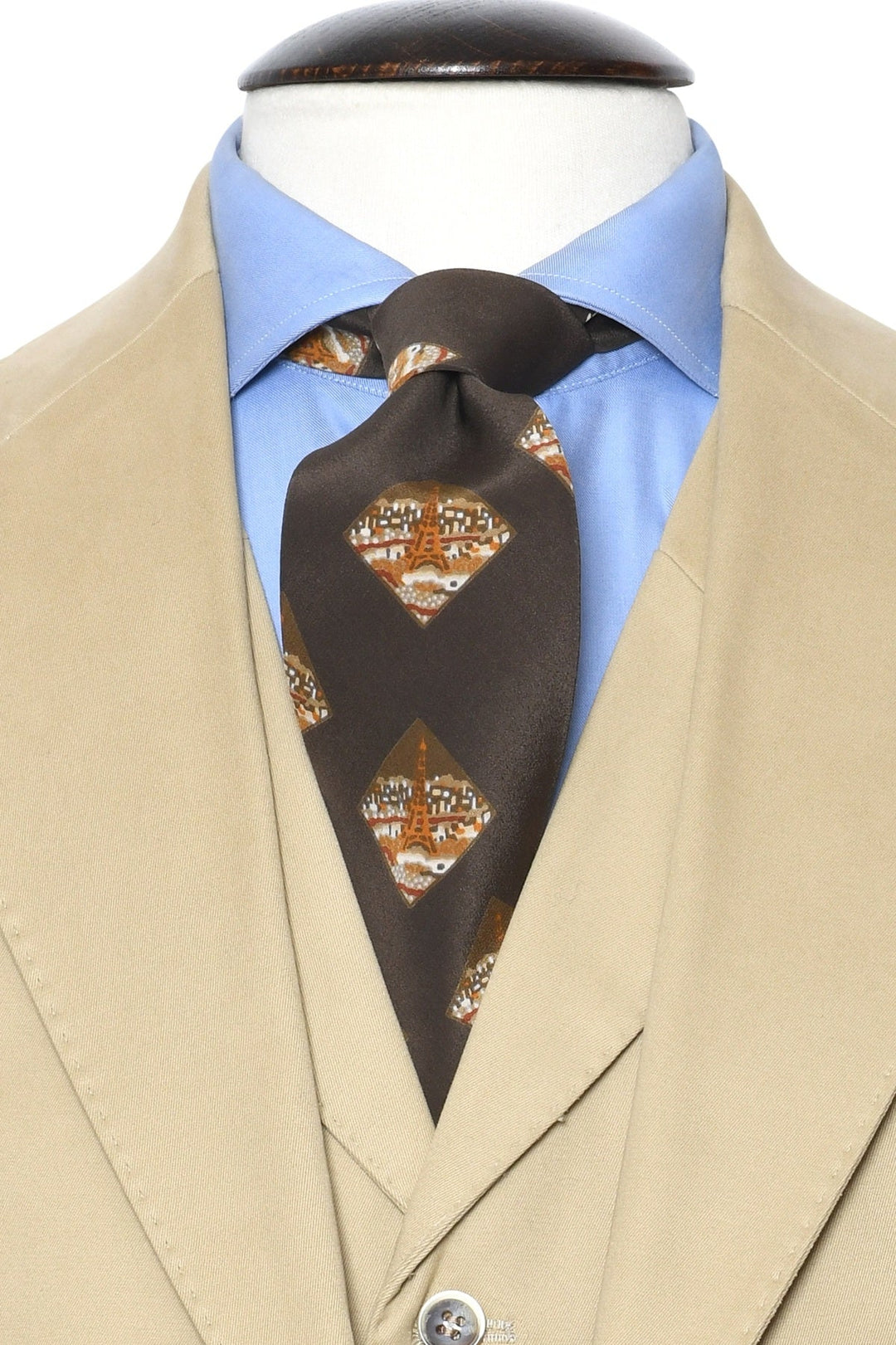 The Tie – Brown silk with Eiffel Towers – WICKET