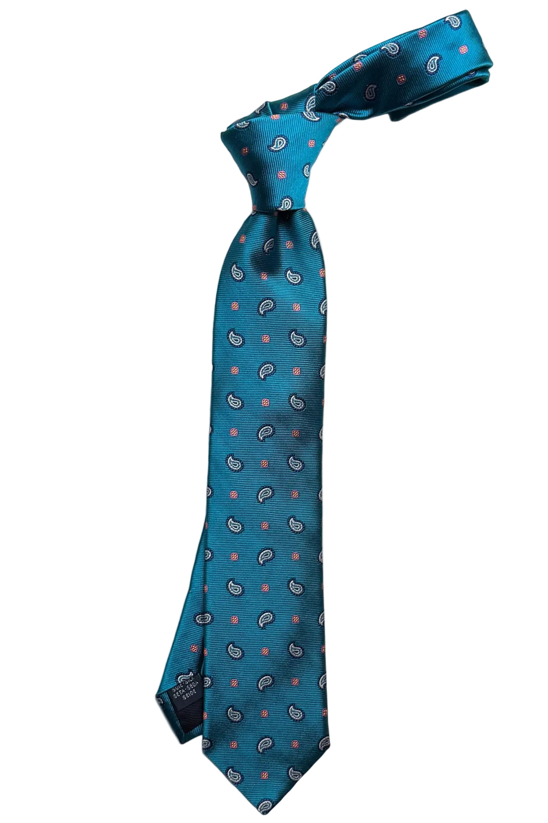 The Tie – Teal silk with paisley pattern – WICKET